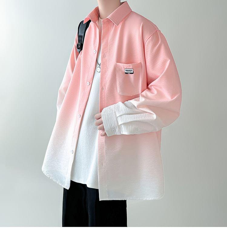 Long-Sleeve Gradient Button-Up Shirt Product Image