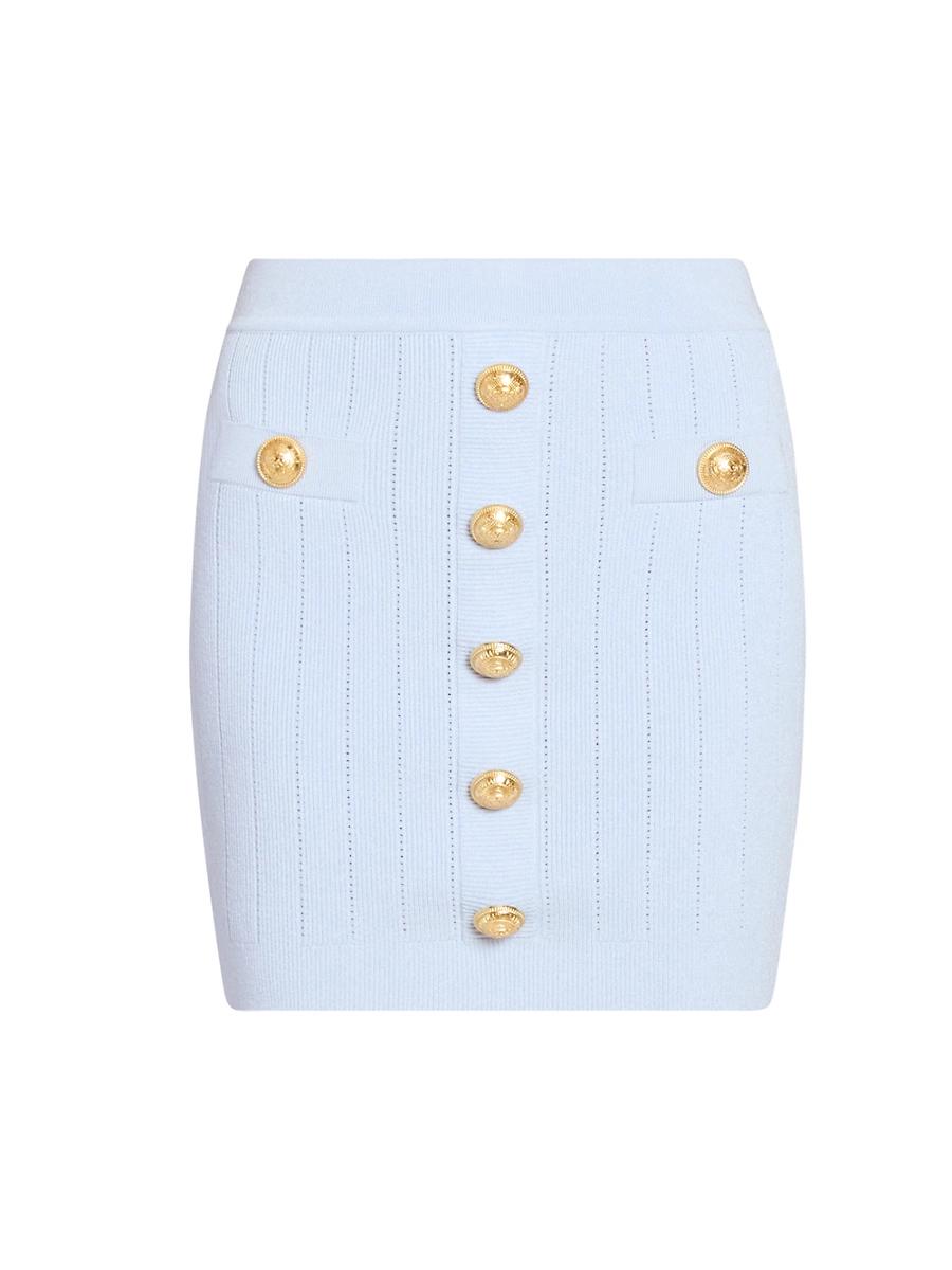 Womens Pointelle-Knit Button-Front Miniskirt Product Image