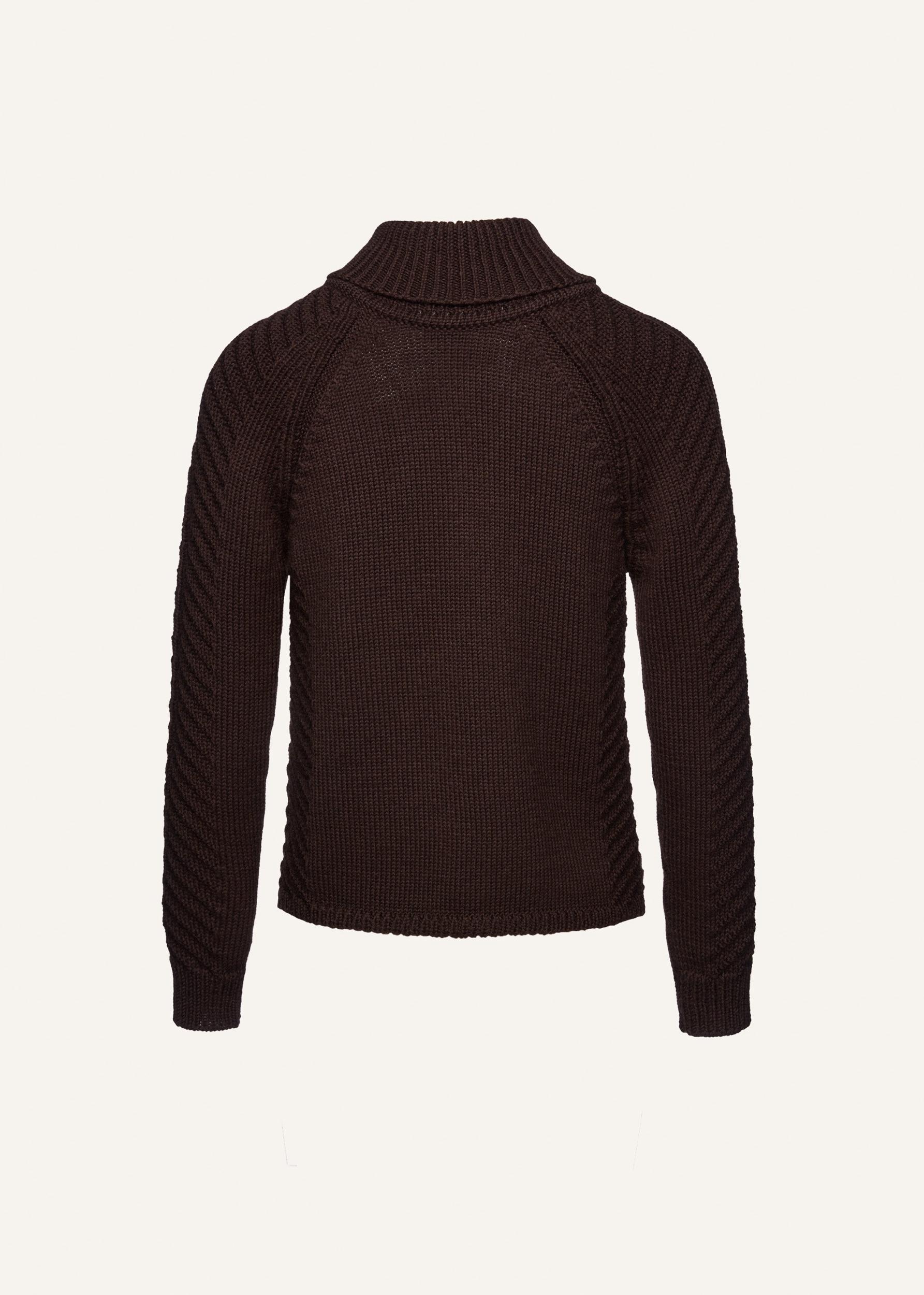 Zip up knitwear sweater in brown Product Image
