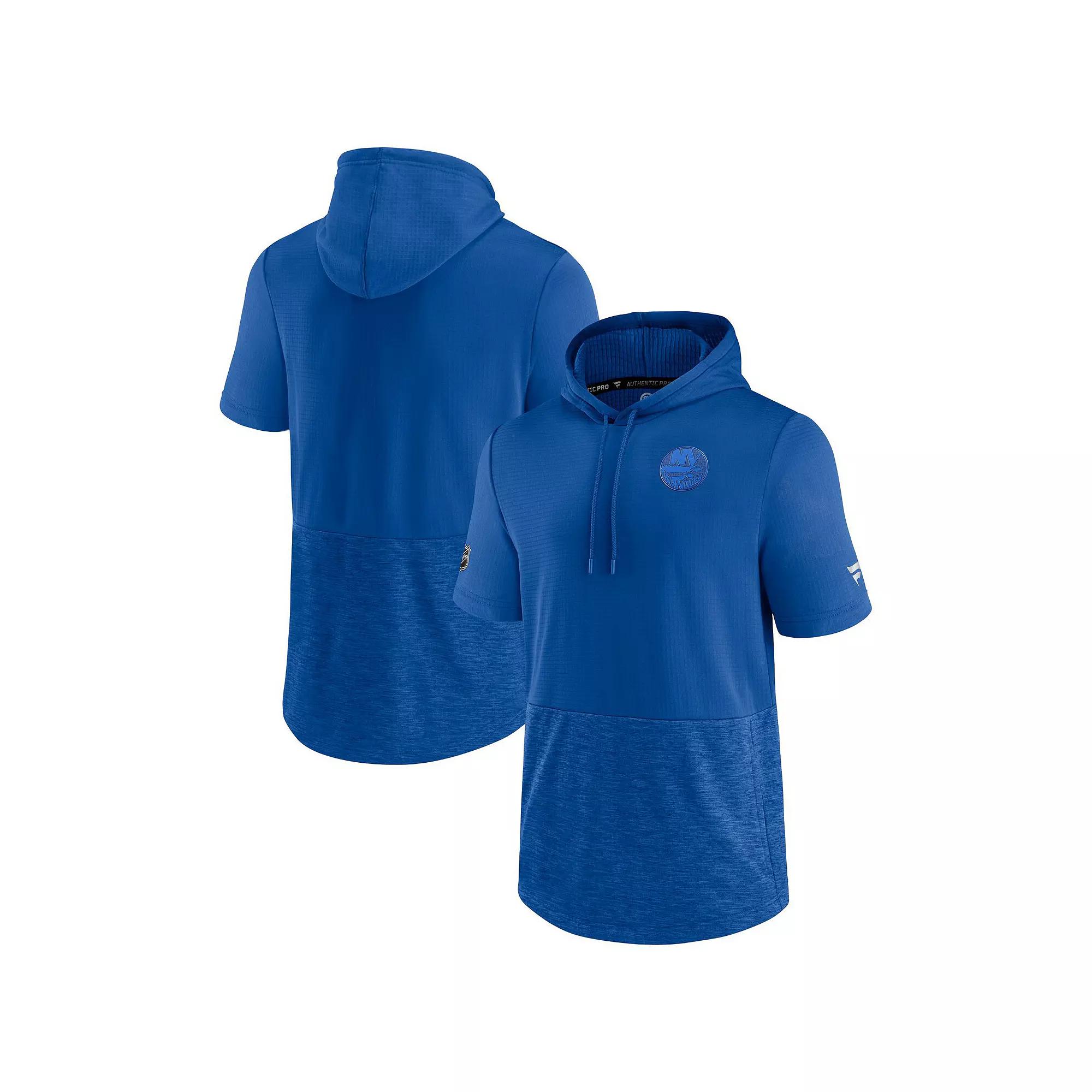 Men's Fanatics Branded Royal New York Islanders Authentic Pro Travel and Training Short Sleeve Pullover Hoodie, Size: Medium, Isl Blue Product Image