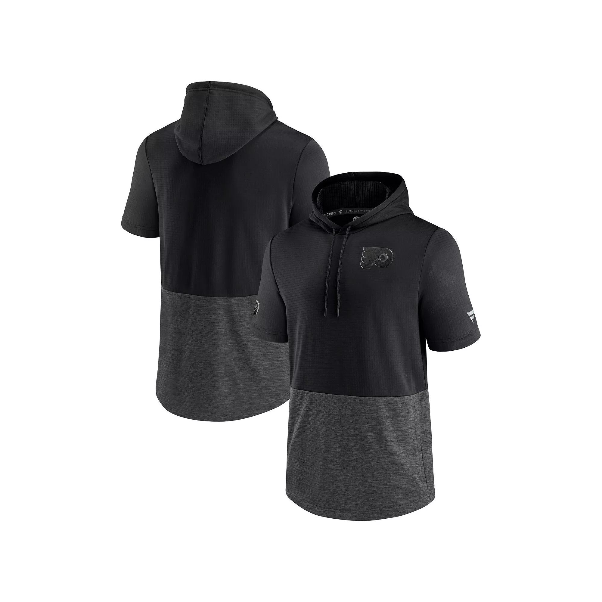 Men's Fanatics Branded Black Philadelphia Flyers Authentic Pro Travel and Training Short Sleeve Pullover Hoodie,  Product Image