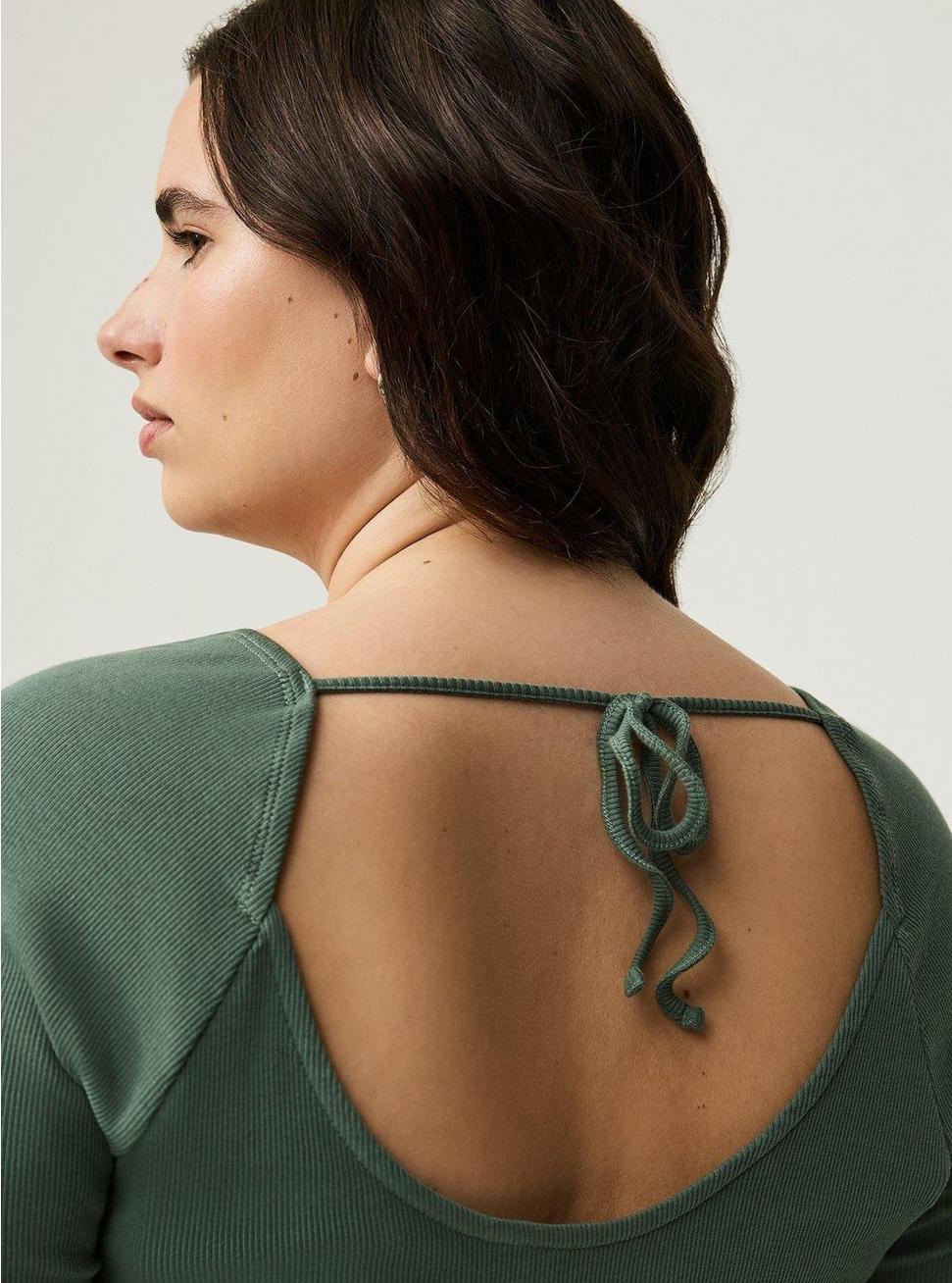 Ribbed Square Neck Henley Product Image