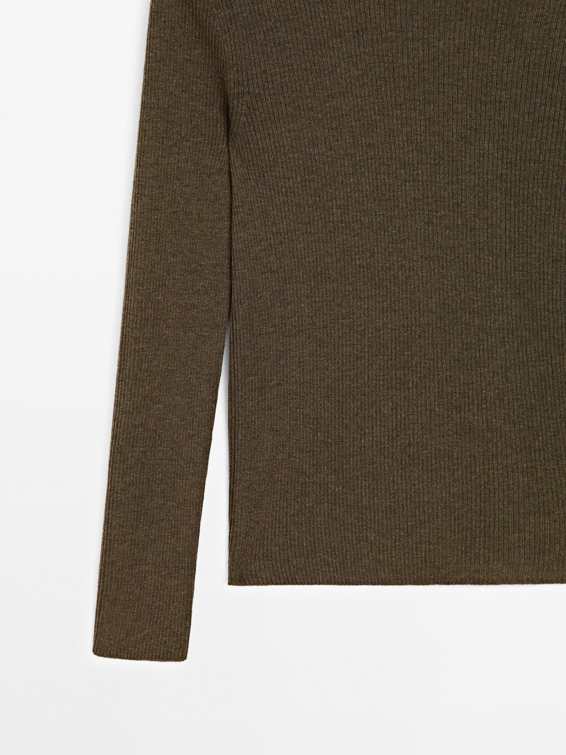 Ribbed knit wool blend sweater Product Image