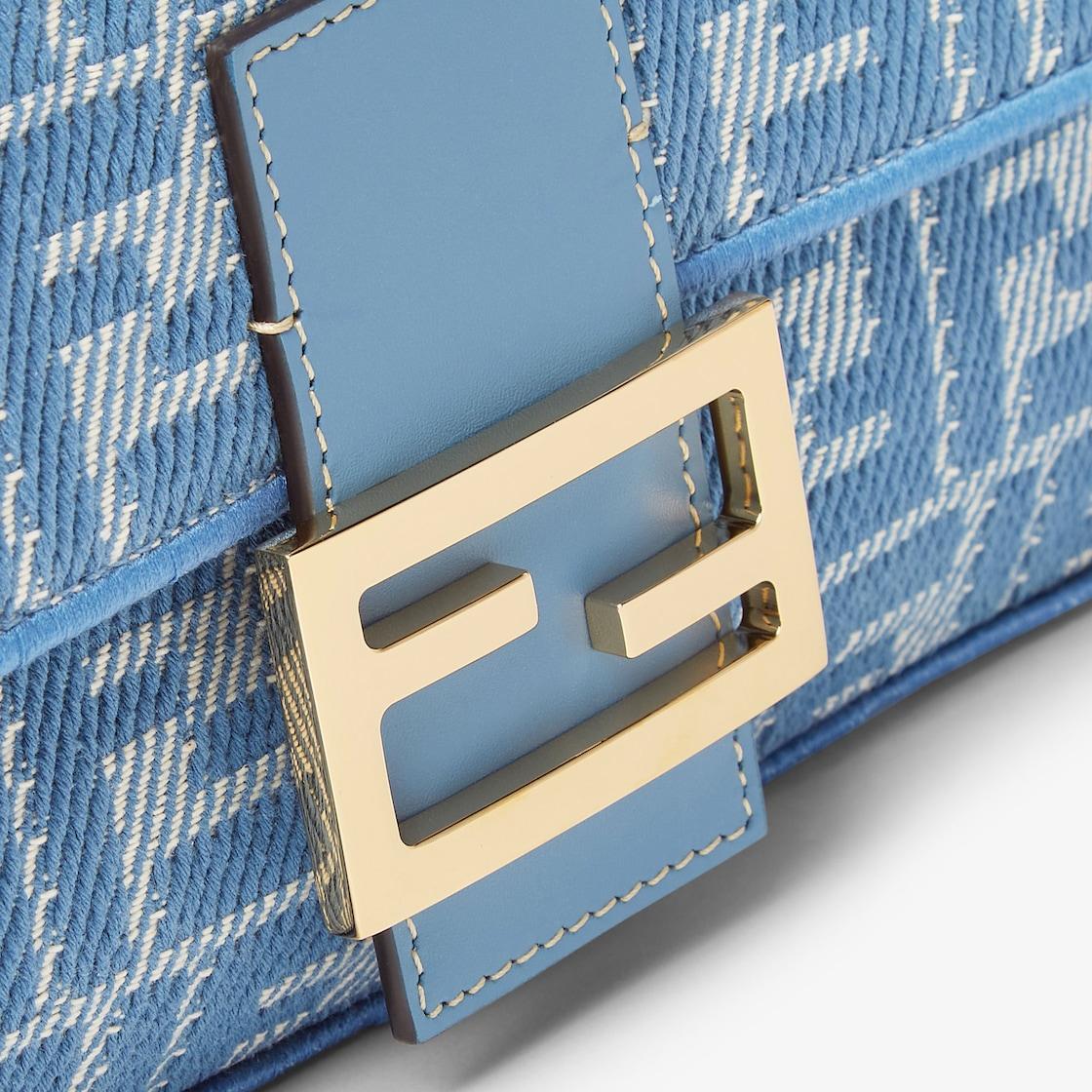 BaguetteBlue denim-effect FF jacquard bag Product Image