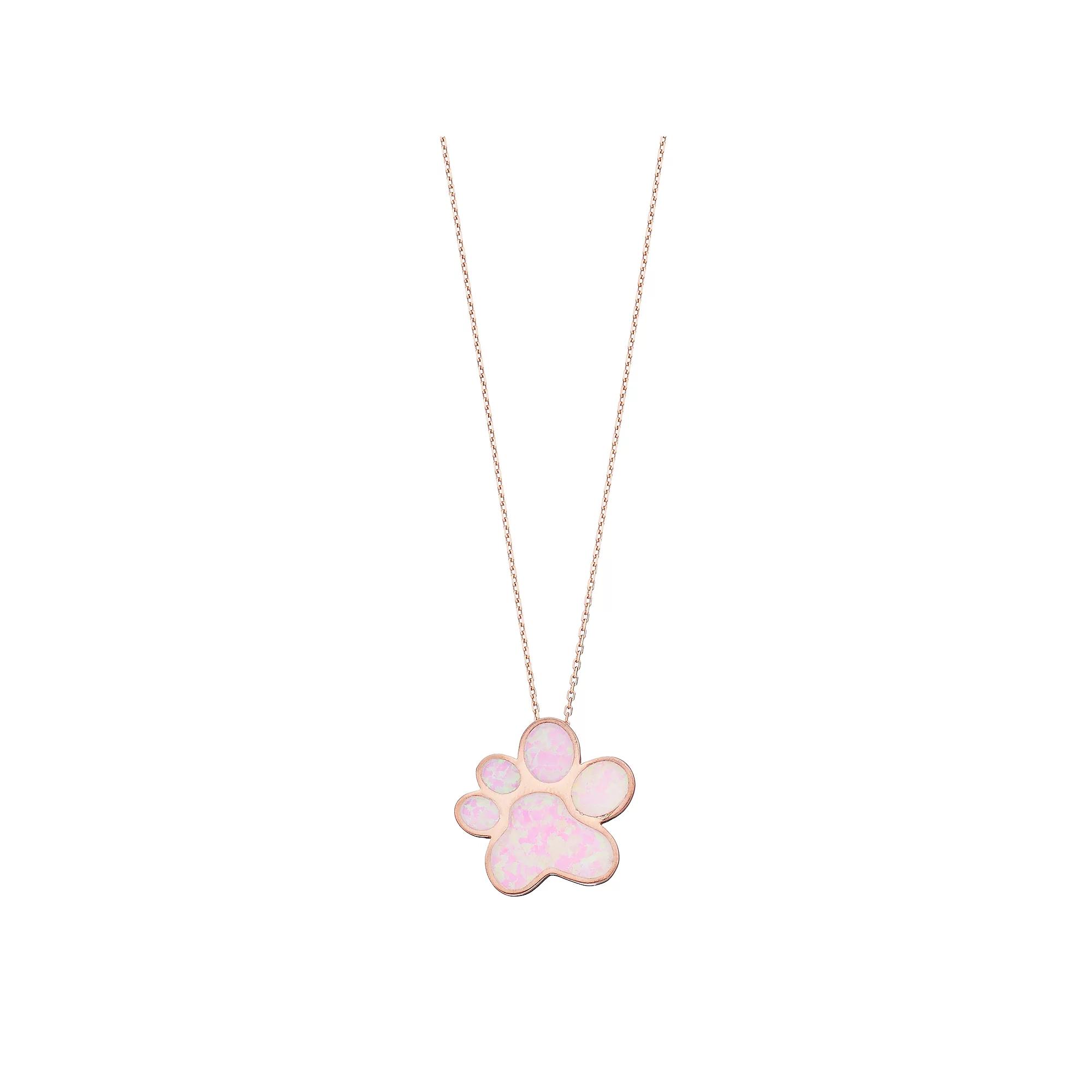 Nautica Rocks 14k Rose Gold Over Silver Lab-Created Pink Opal Paw Print Pendant, Women's,  Product Image