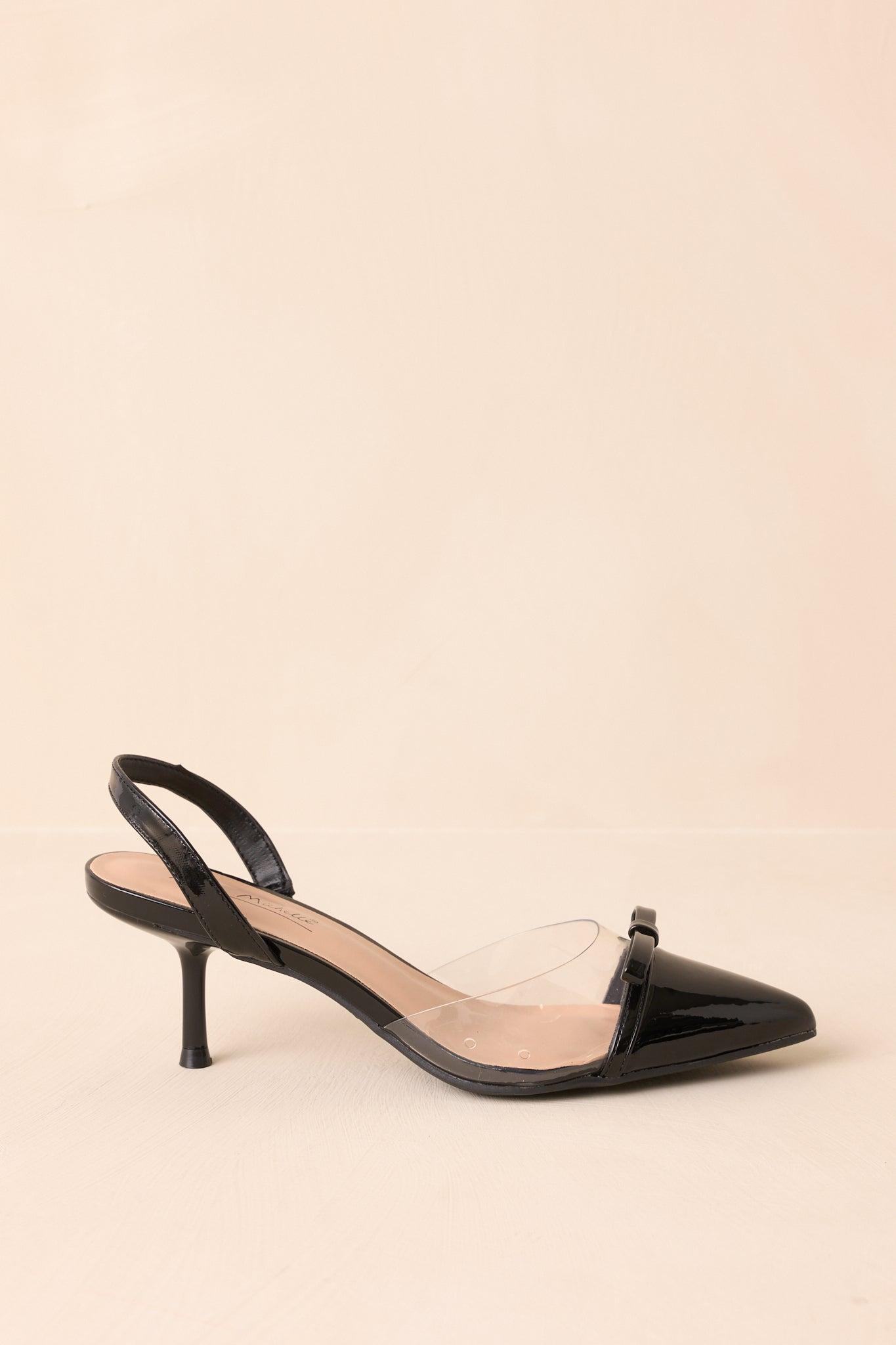Elegant Lift Black Slingback Kitten Heels Product Image