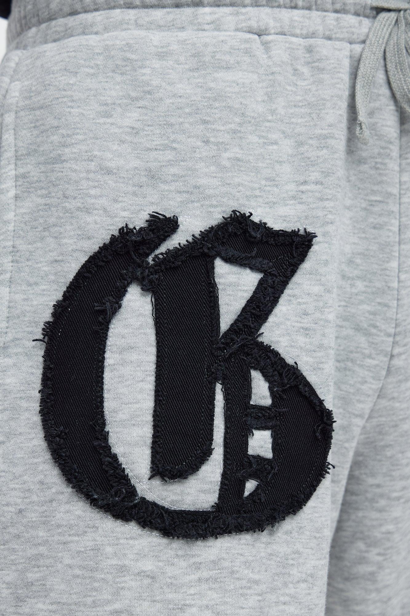 Tyson Relaxed Frayed Patch Sweatshorts - Heather Grey Male Product Image