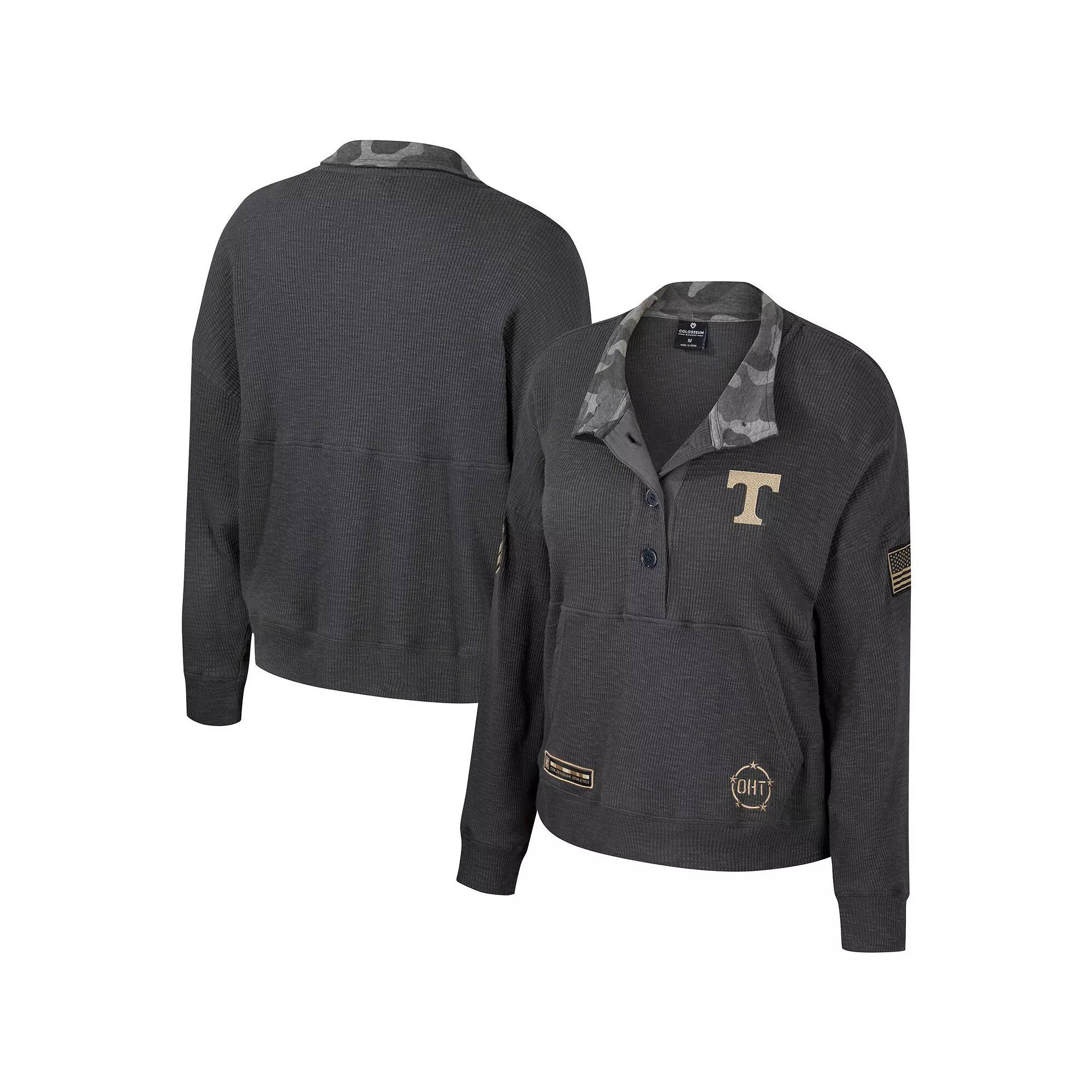 Women's Colosseum Heather Charcoal Tennessee Volunteers OHT Military Appreciation Payback Henley Thermal Sweatshirt,  Product Image