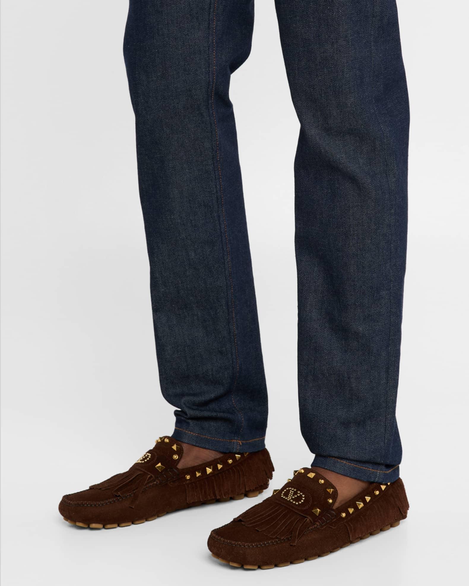 Men's Studded VLogo Leather Drivers Product Image