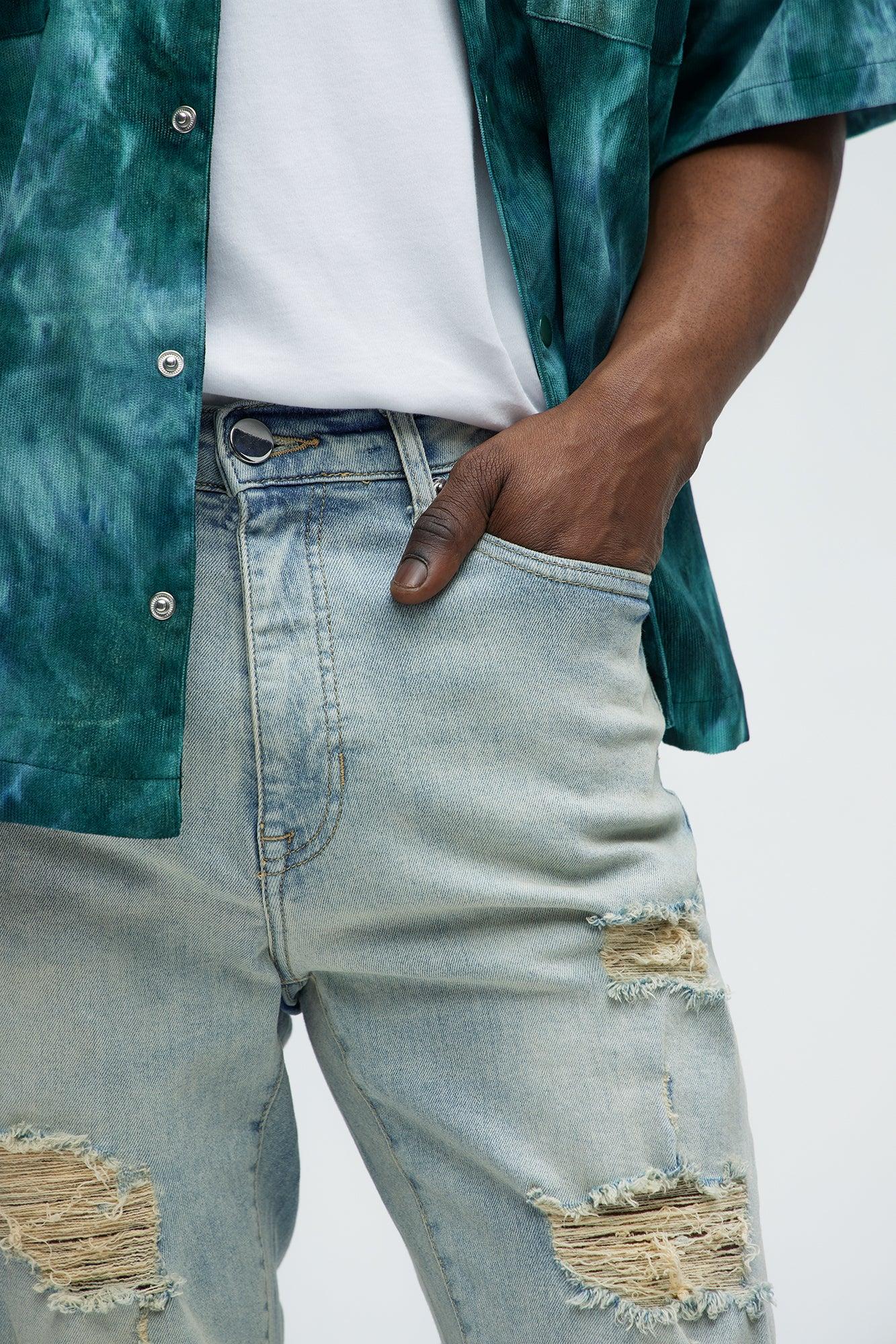 Down Hill Stacked Skinny Jeans - Light Blue Wash Product Image