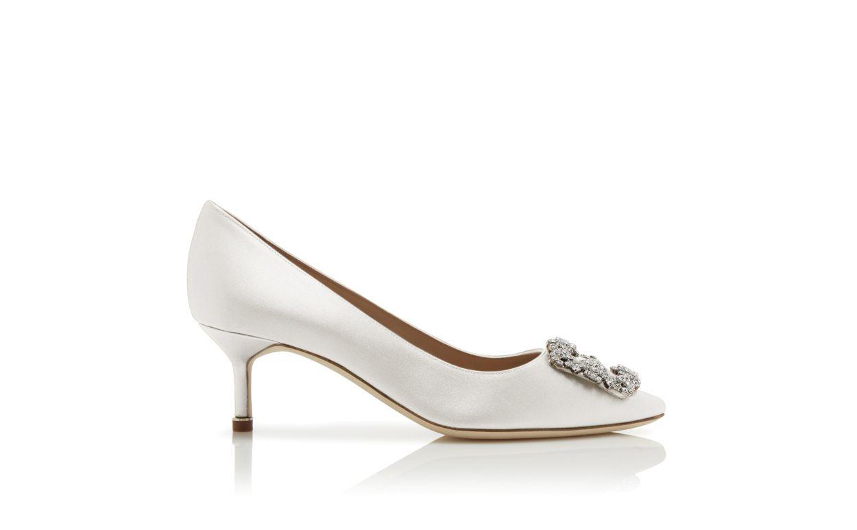 HANGISI 50 Light Cream Satin Jewel Buckle Pumps Product Image