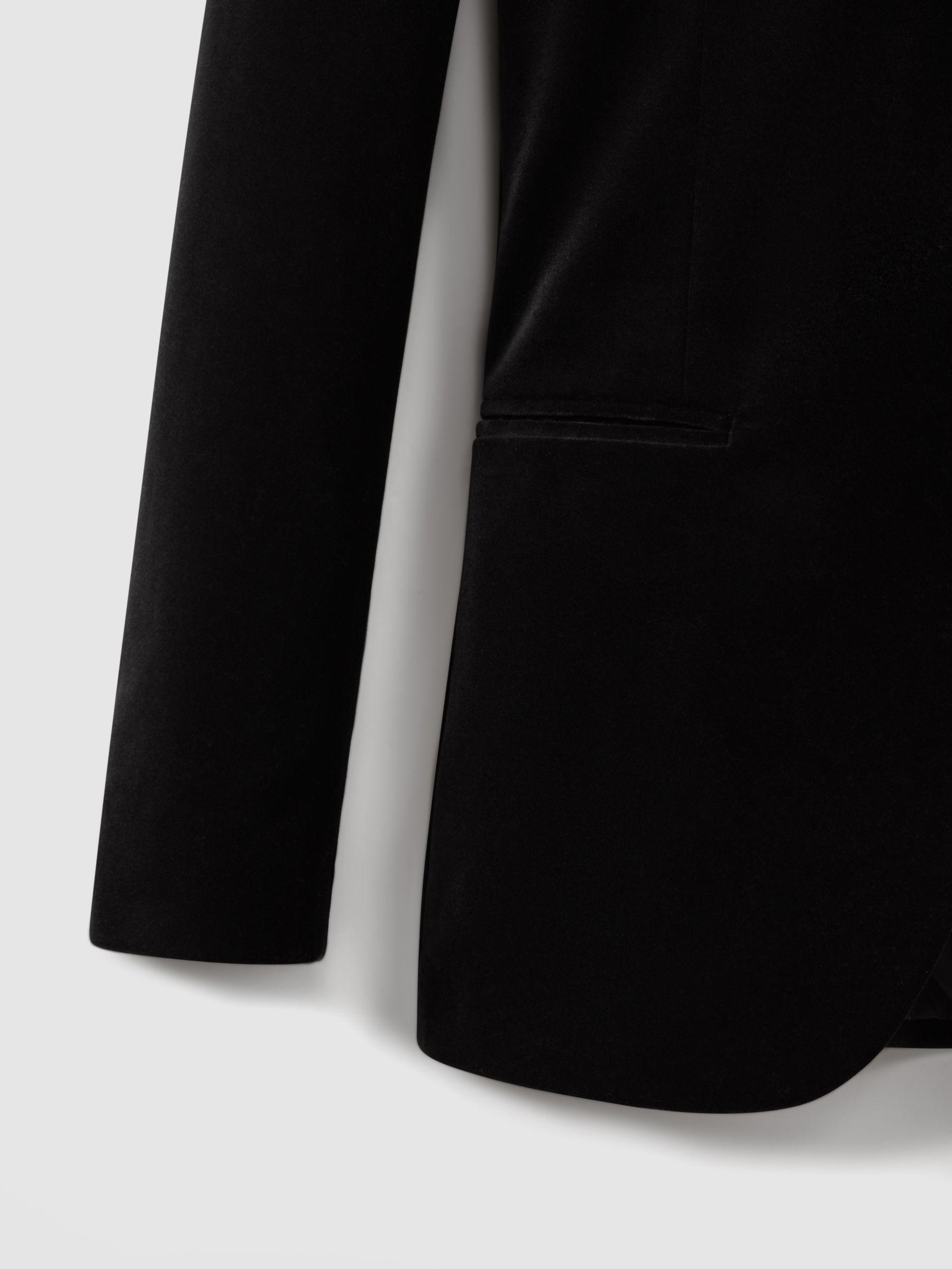 Velvet Single-Breasted Blazer Tailored Fit in Black Product Image