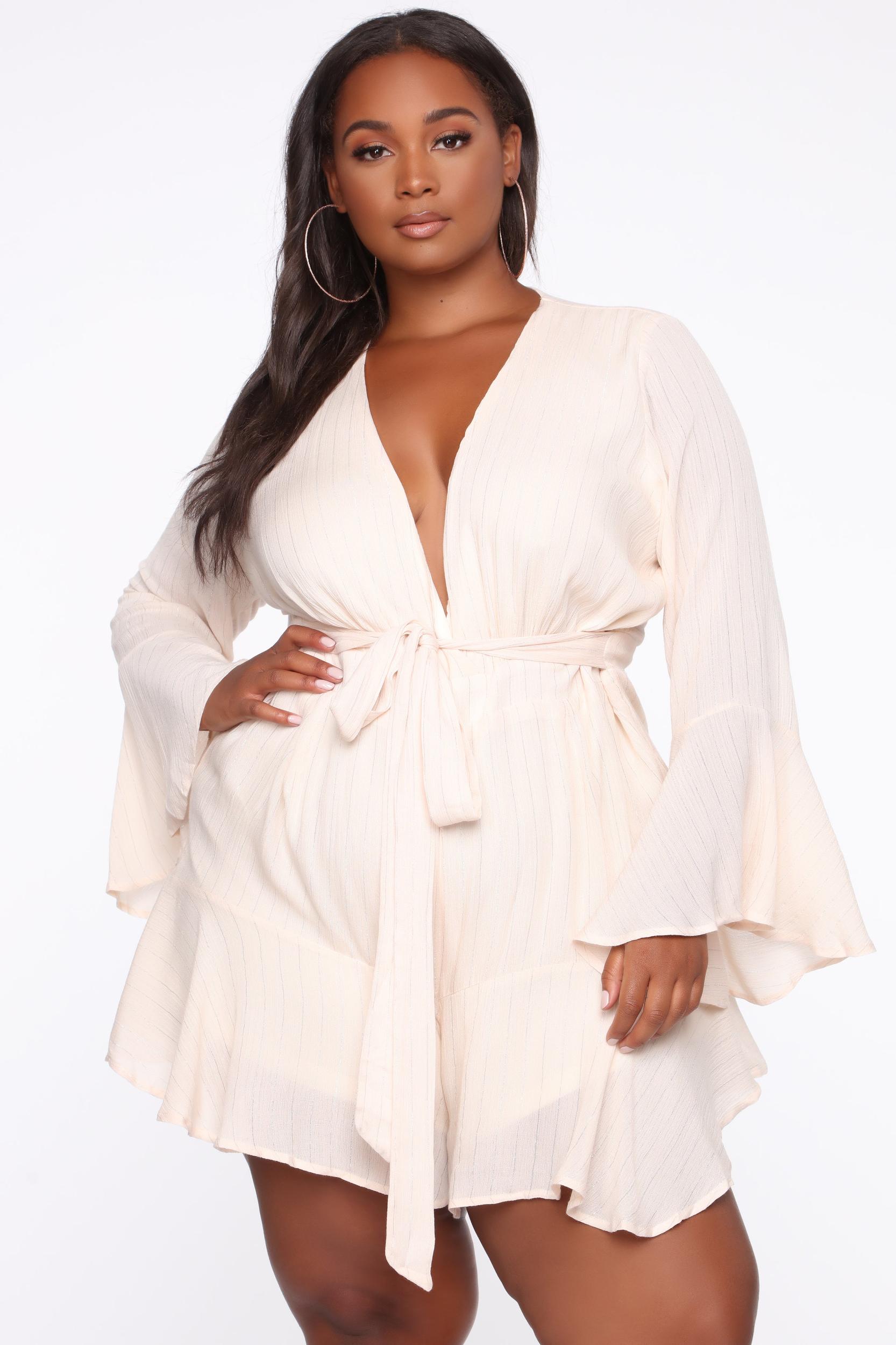 Ring A Bell Stripe Romper - Ivory Product Image