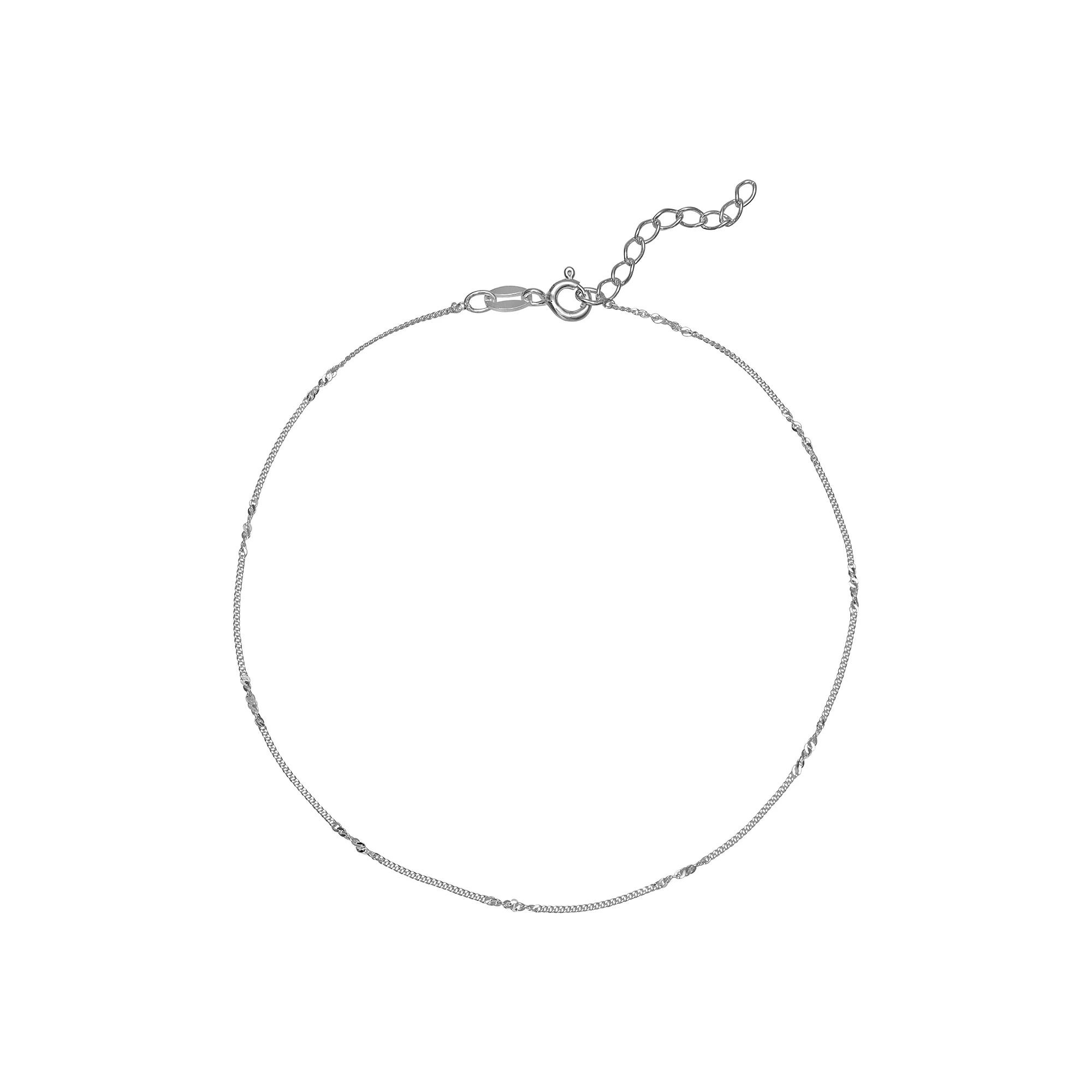 PRIMROSE Sterling Silver Polished Flat Curb Chain Anklet, Women's Product Image