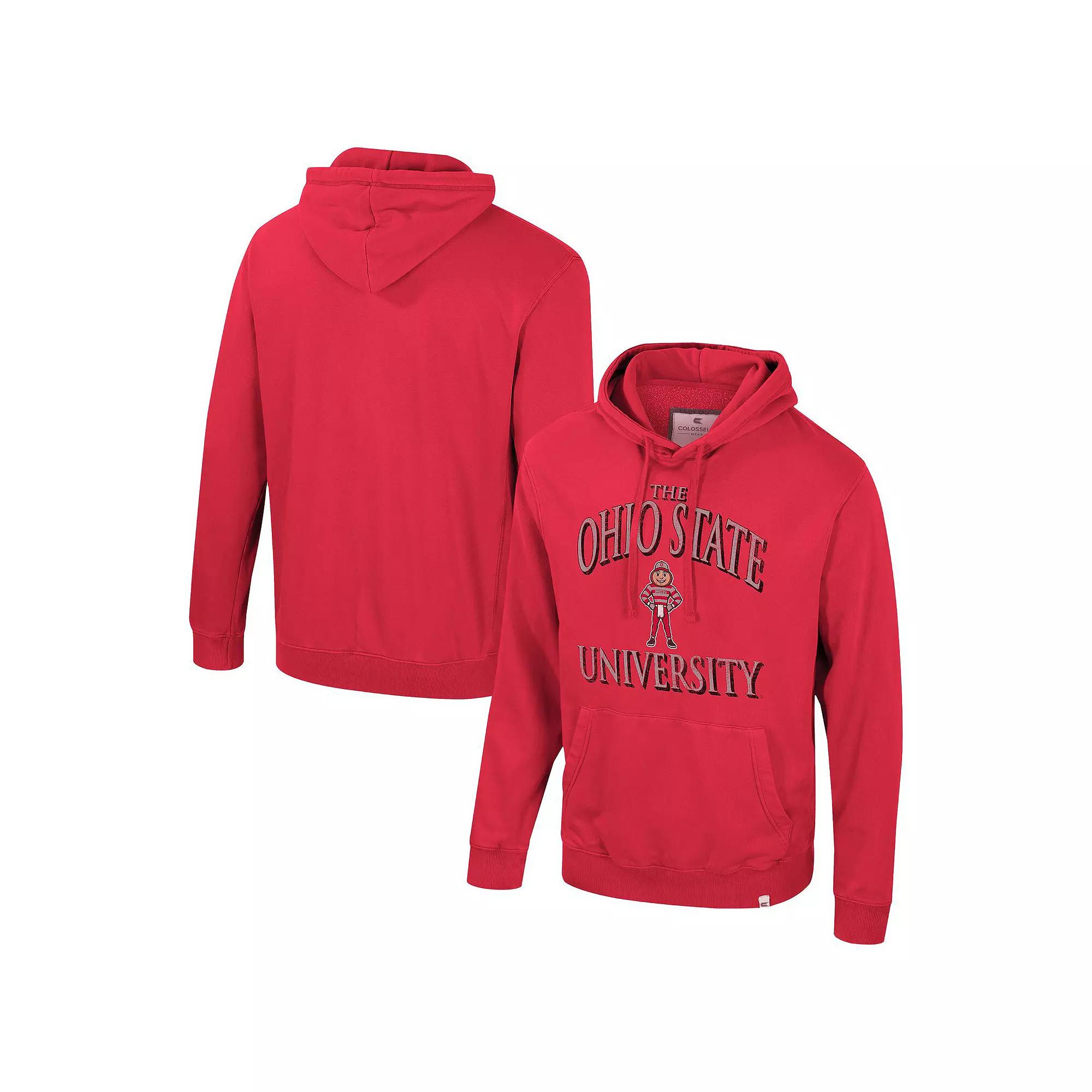 Men's Colosseum Scarlet Ohio State Buckeyes Big & Tall Cap E-Tan Pullover Hoodie,  Product Image