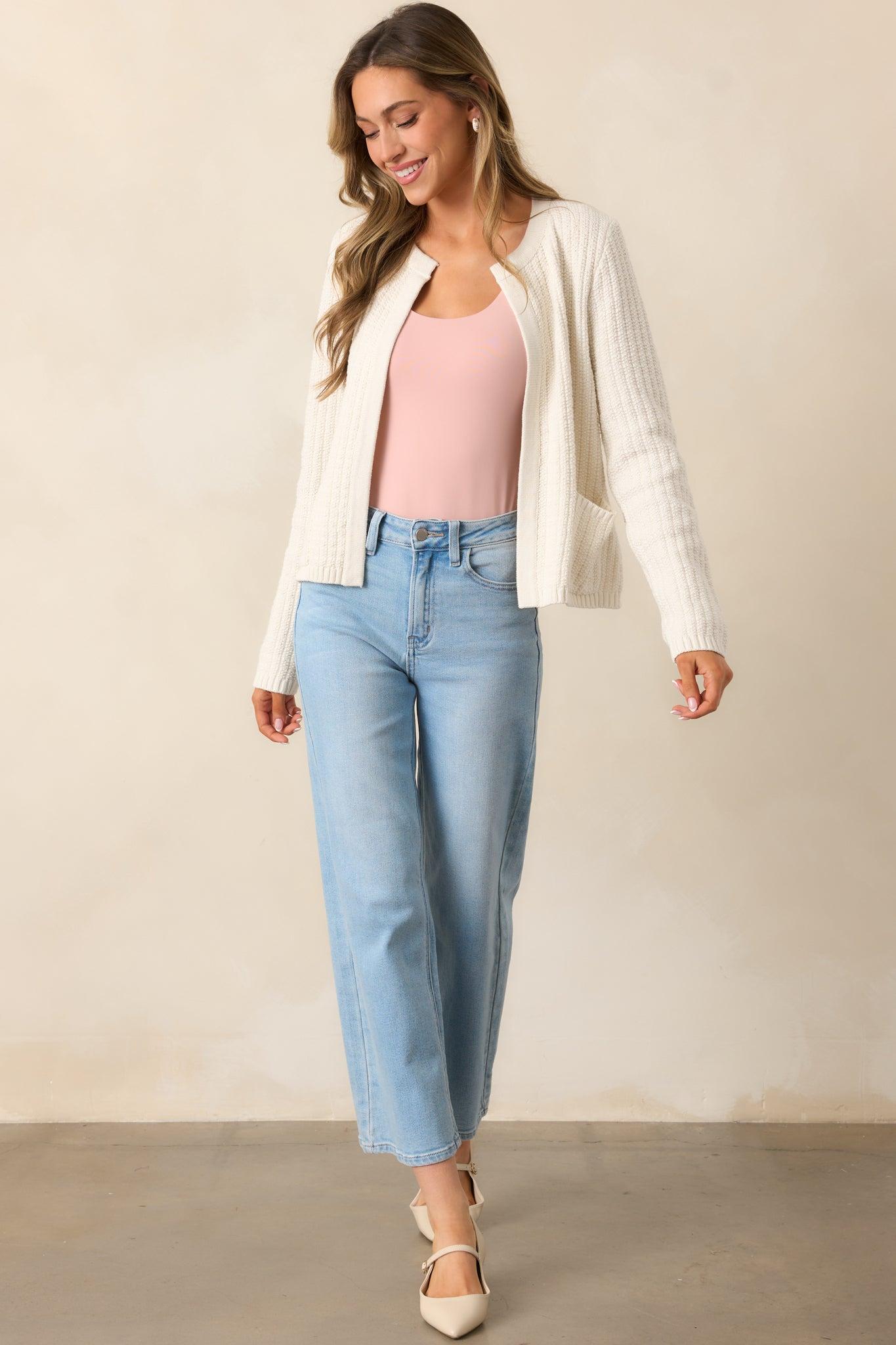 Which Chapter Ivory Knit Cardigan Product Image