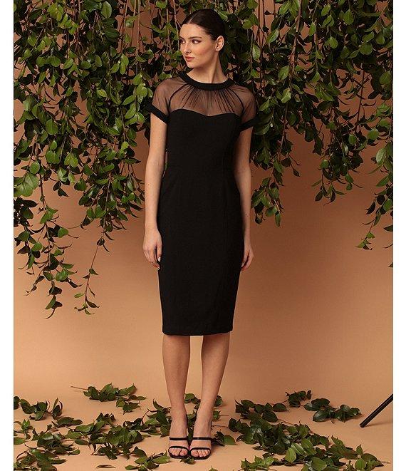 Maggy London Illusion Round Neck Cap Sleeve Sheath Dress Product Image