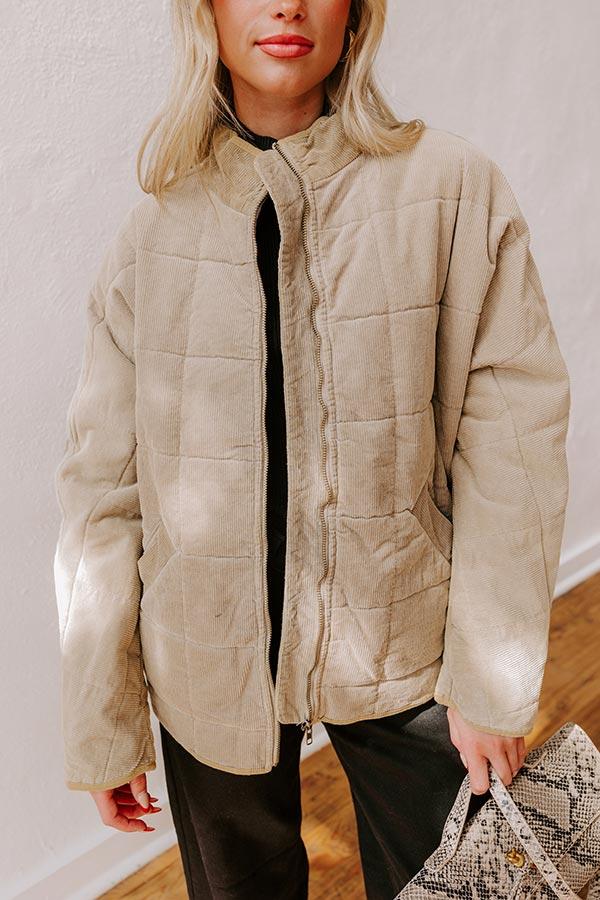 Cozy Moment Corduroy Jacket in Warm Taupe Product Image