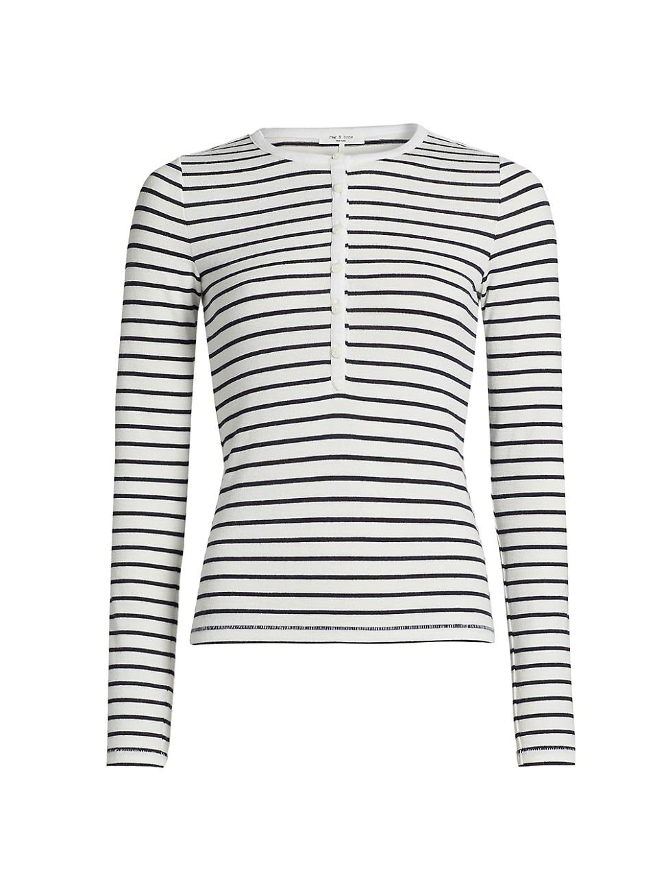 Womens The Knit Striped Henley Top Product Image
