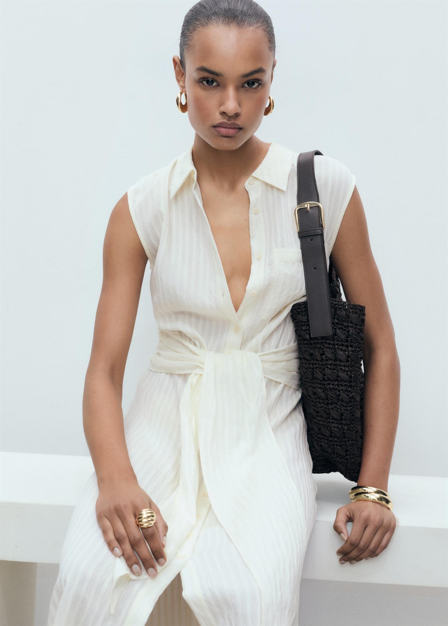 Bow shirt dress - Women | MANGO USA Product Image