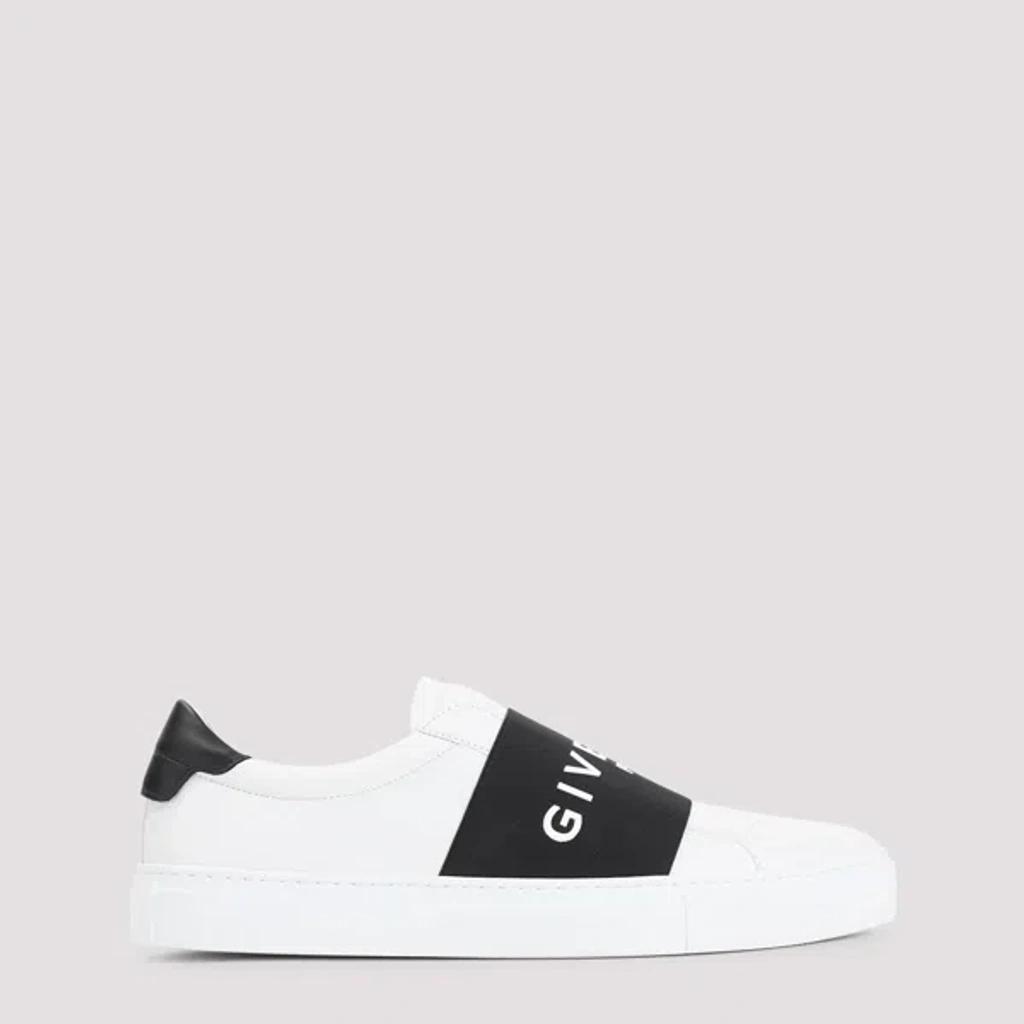 GIVENCHY Logo-embroidered Slip-on Leather Sneakers In White Black Product Image