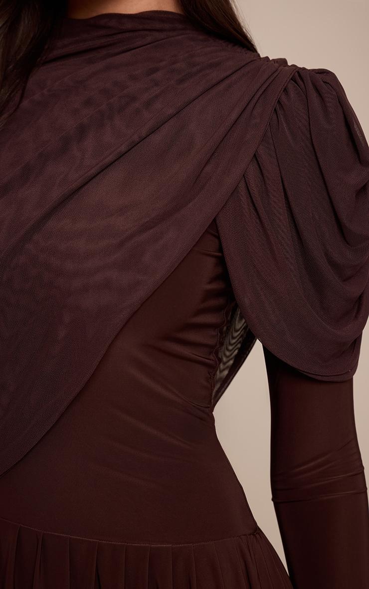 Chocolate Overlay Detail Long Sleeve Maxi Dress Product Image