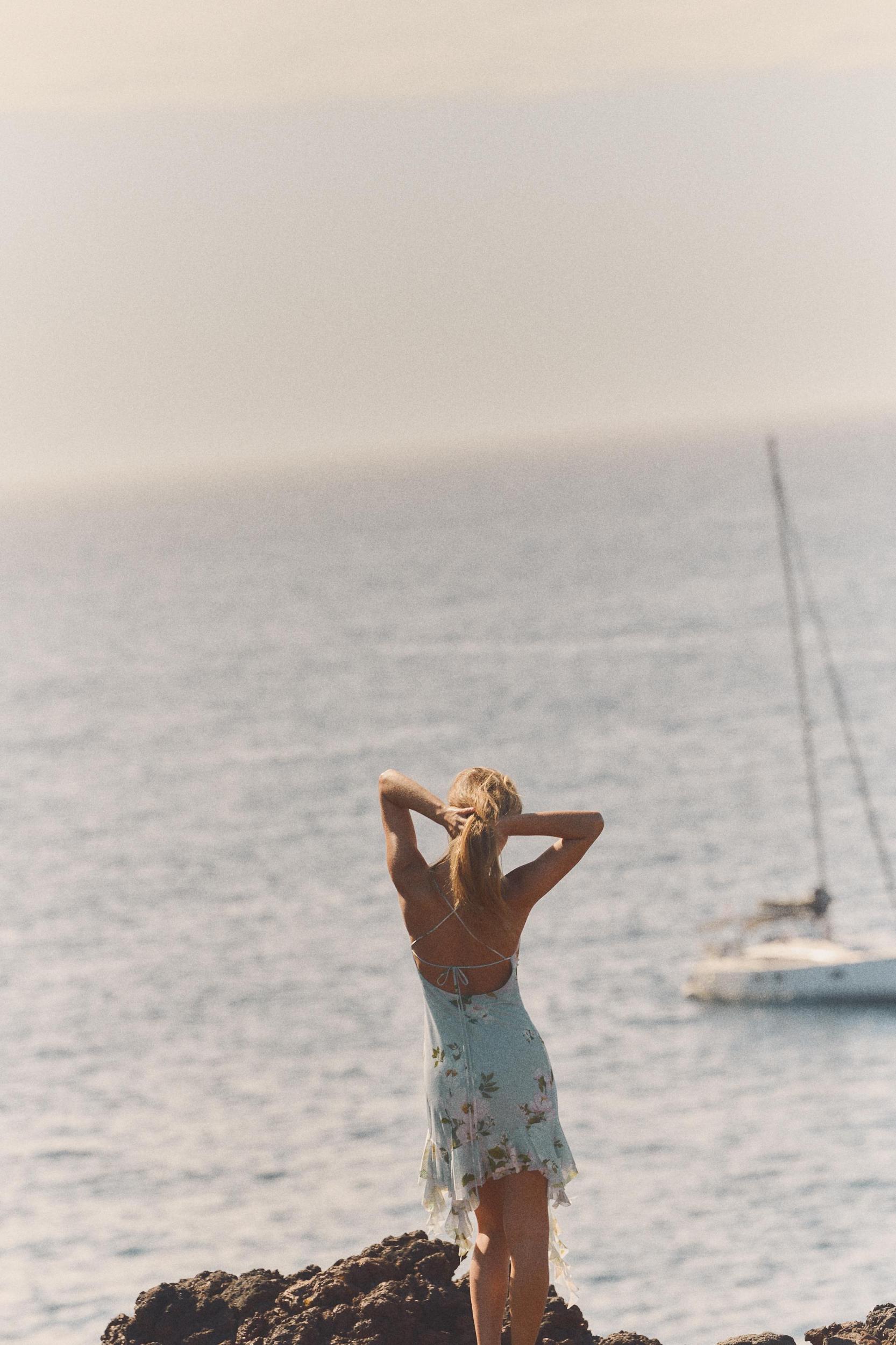 FLORAL PRINT TULLE MINI DRESS Product Image