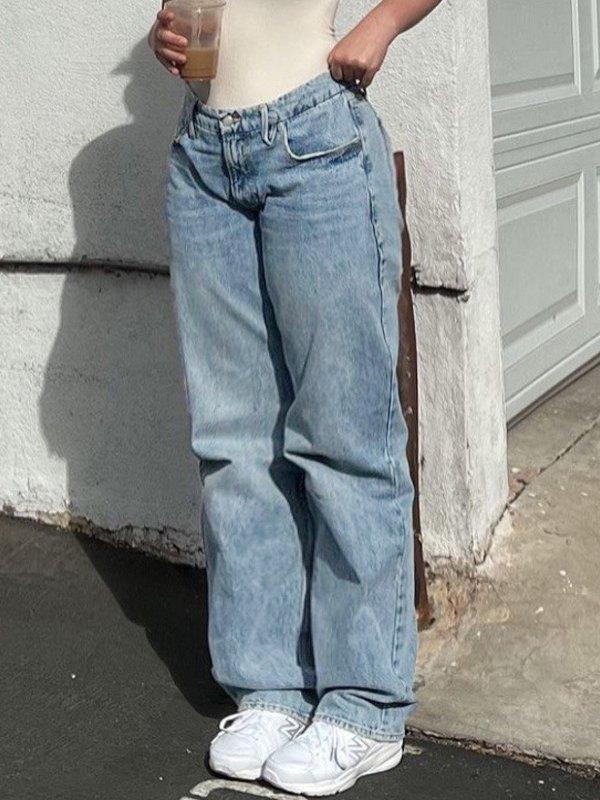 Mid Wash Classic Boyfriend Jeans Product Image