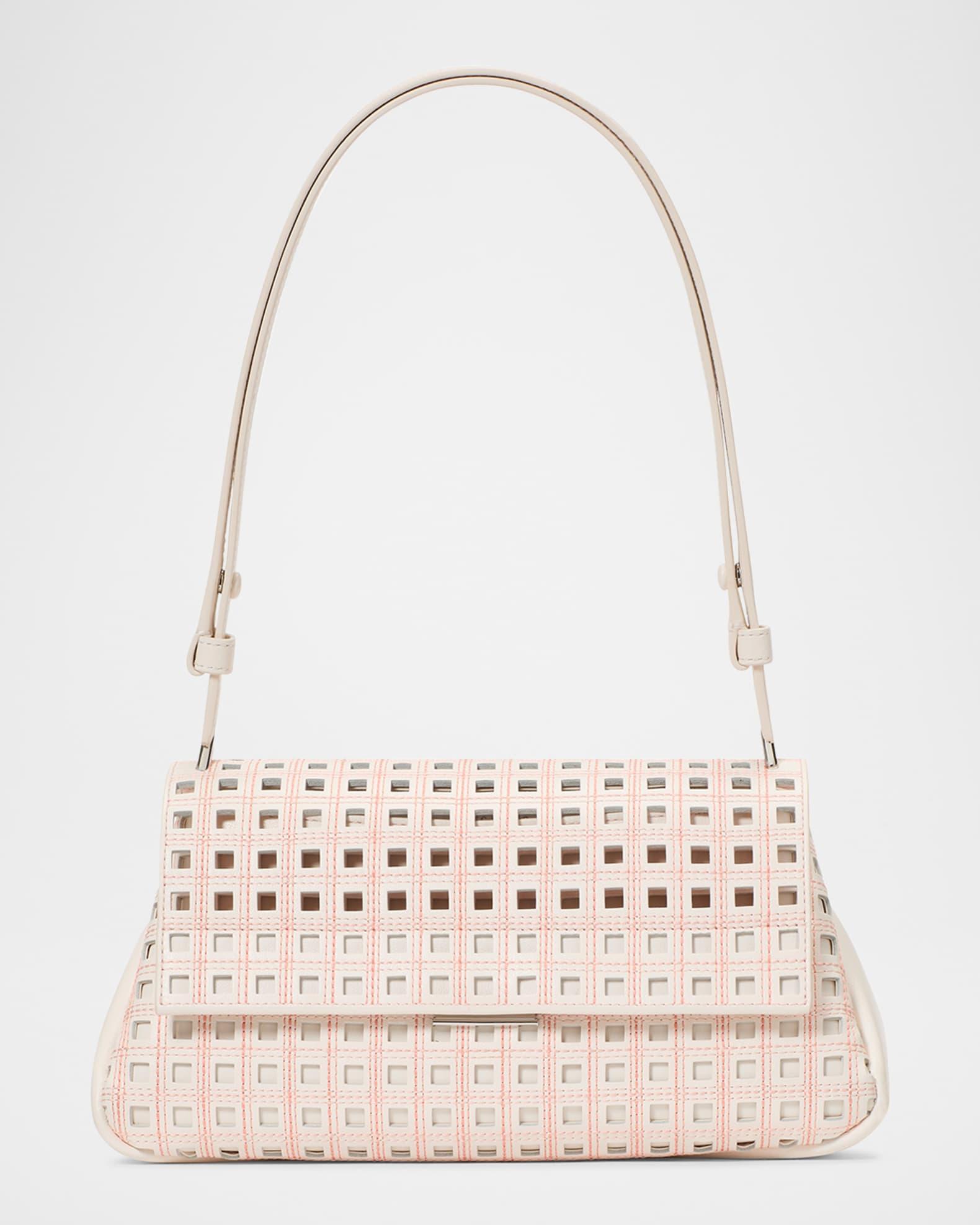 grace topstitch perforated leather shoulder bag Product Image