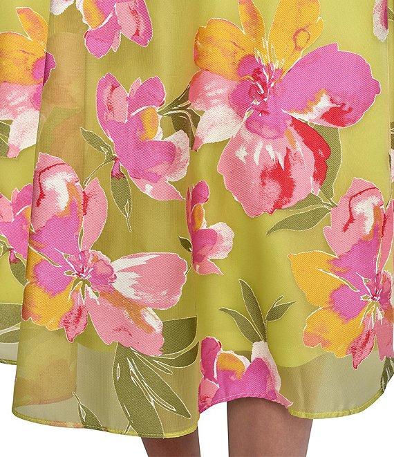 KARL LAGERFELD PARIS Mock Neck Floral Burnout A-Line Midi Dress Product Image