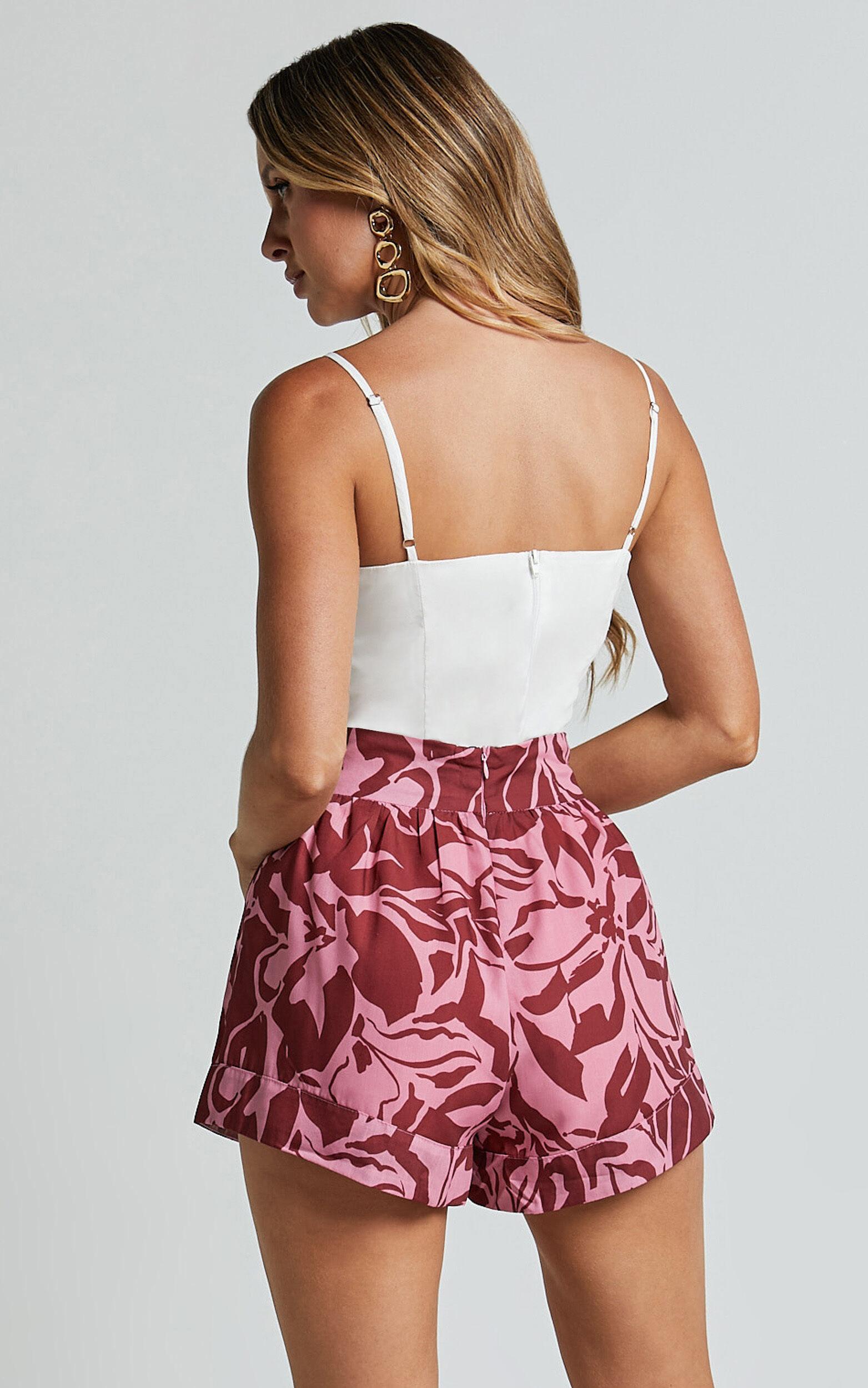 Lydie Shorts - High Waist Pleated Aline Shorts in Whirlind Print Product Image