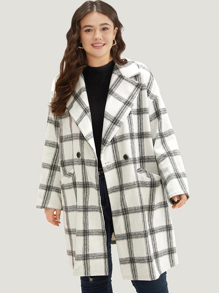 Plaid Lapel Collar Button Up Coat Female Product Image