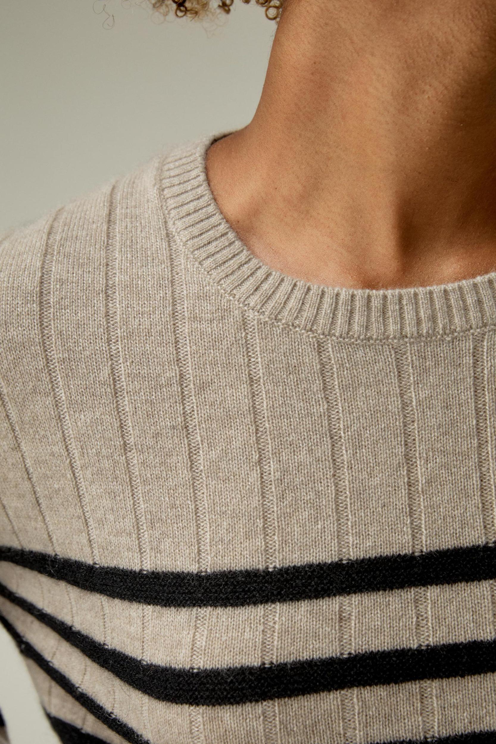 Drop-Shoulder Striped Cashmere Sweater Product Image