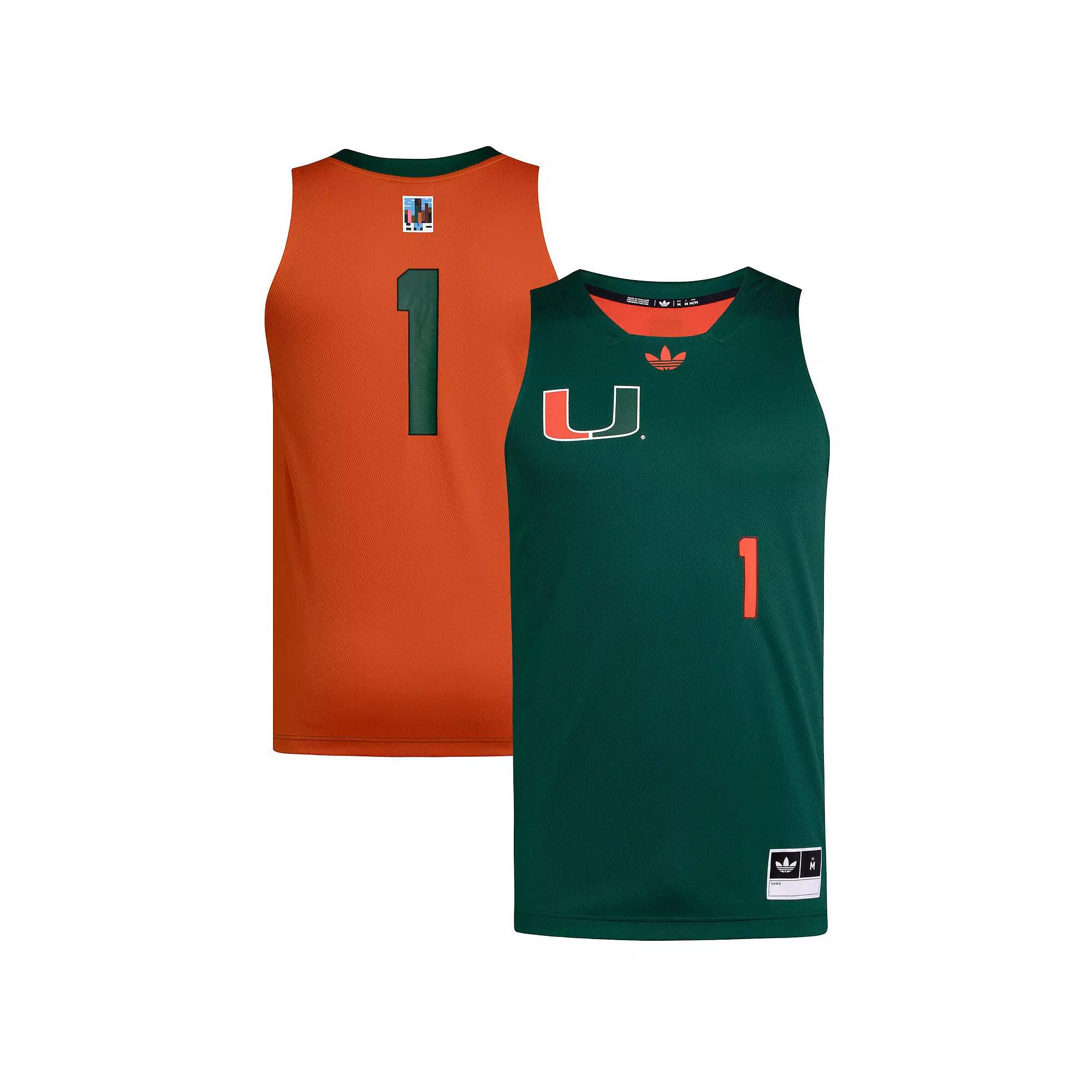 Men's adidas #1 Green/Orange Miami Hurricanes Black History Month Basketball Jersey,  Product Image