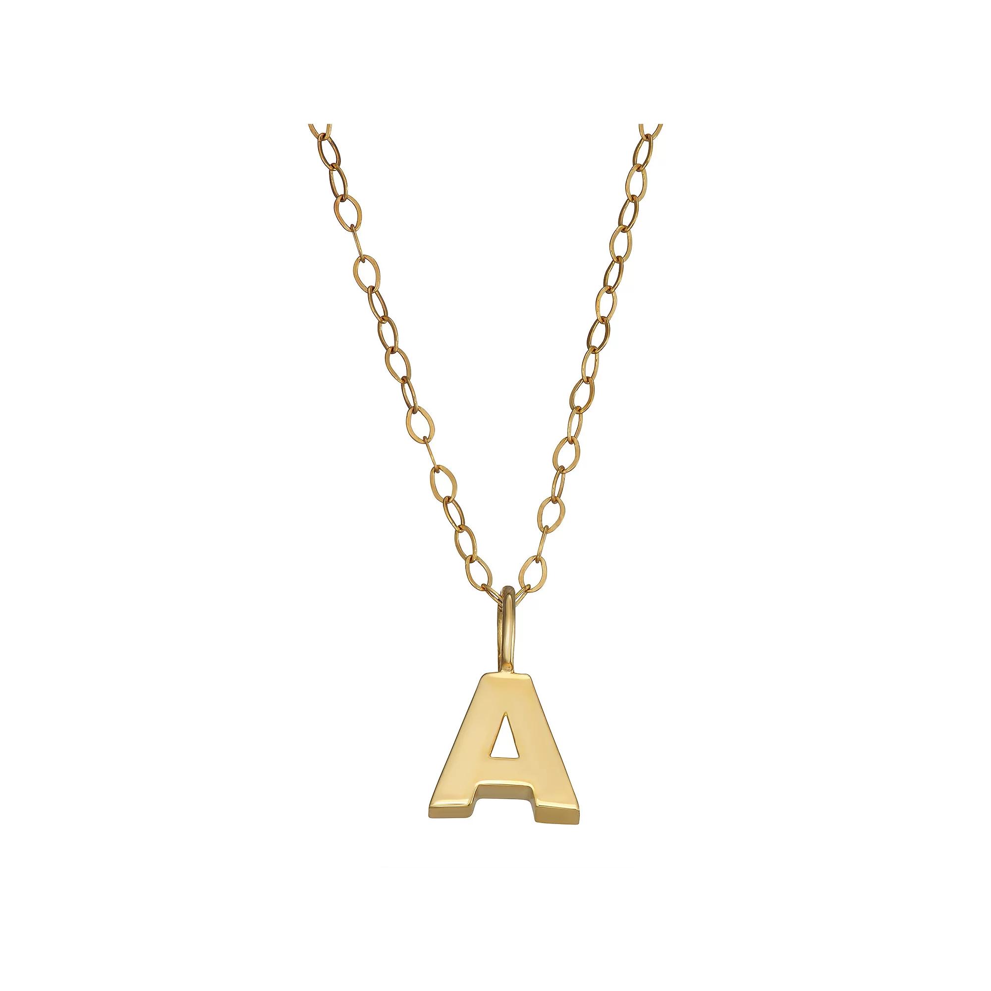 10K Gold Initial Pendant on 14K Gold Filled Chain, Womens Product Image