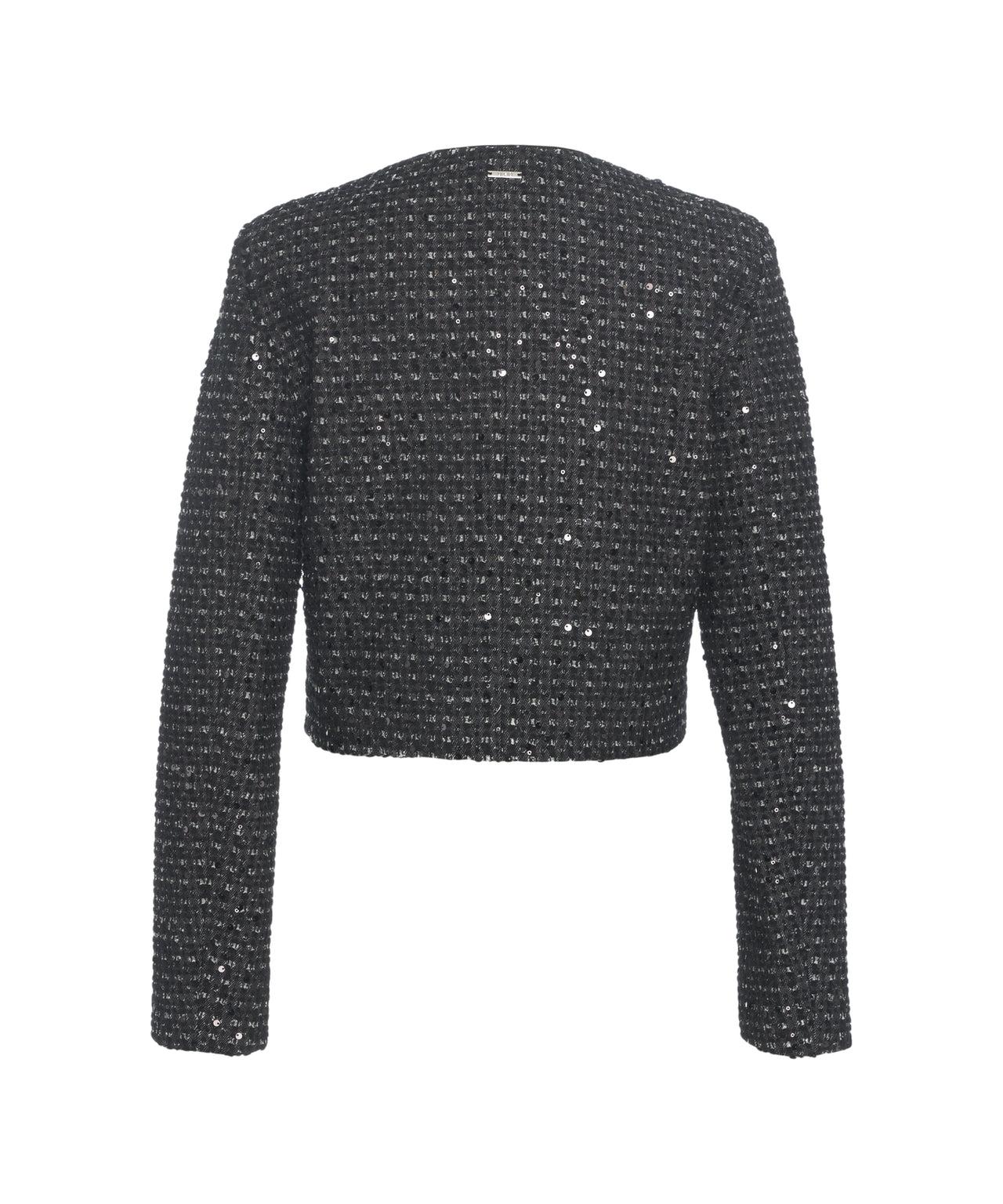 Cropped jacket with sequin application Product Image