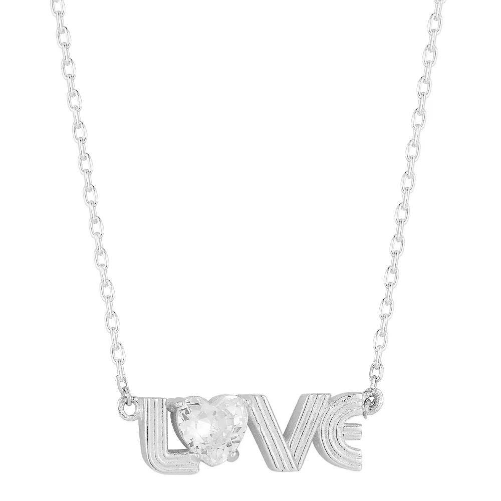 Sunkissed Sterling Cubic Zirconia LOVE Necklace, Women's, Size: 18", Silver Tone Product Image