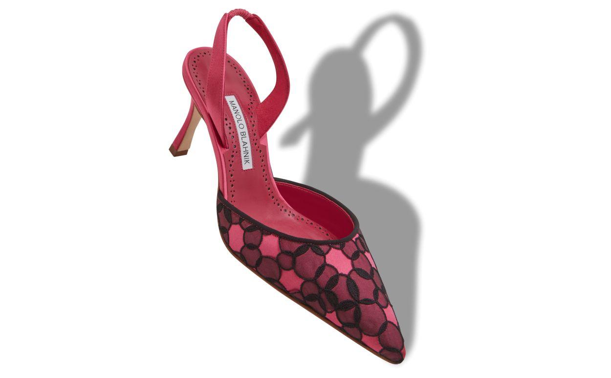 CAROLYNE 70 Pink Satin Slingback Pumps Product Image