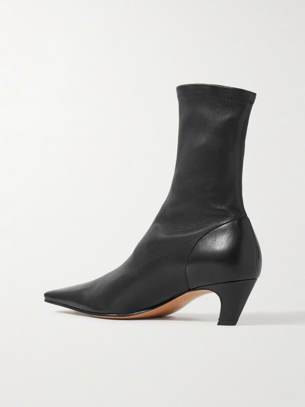 KHAITE Arizona 50 Leather Ankle Boots In Black Product Image