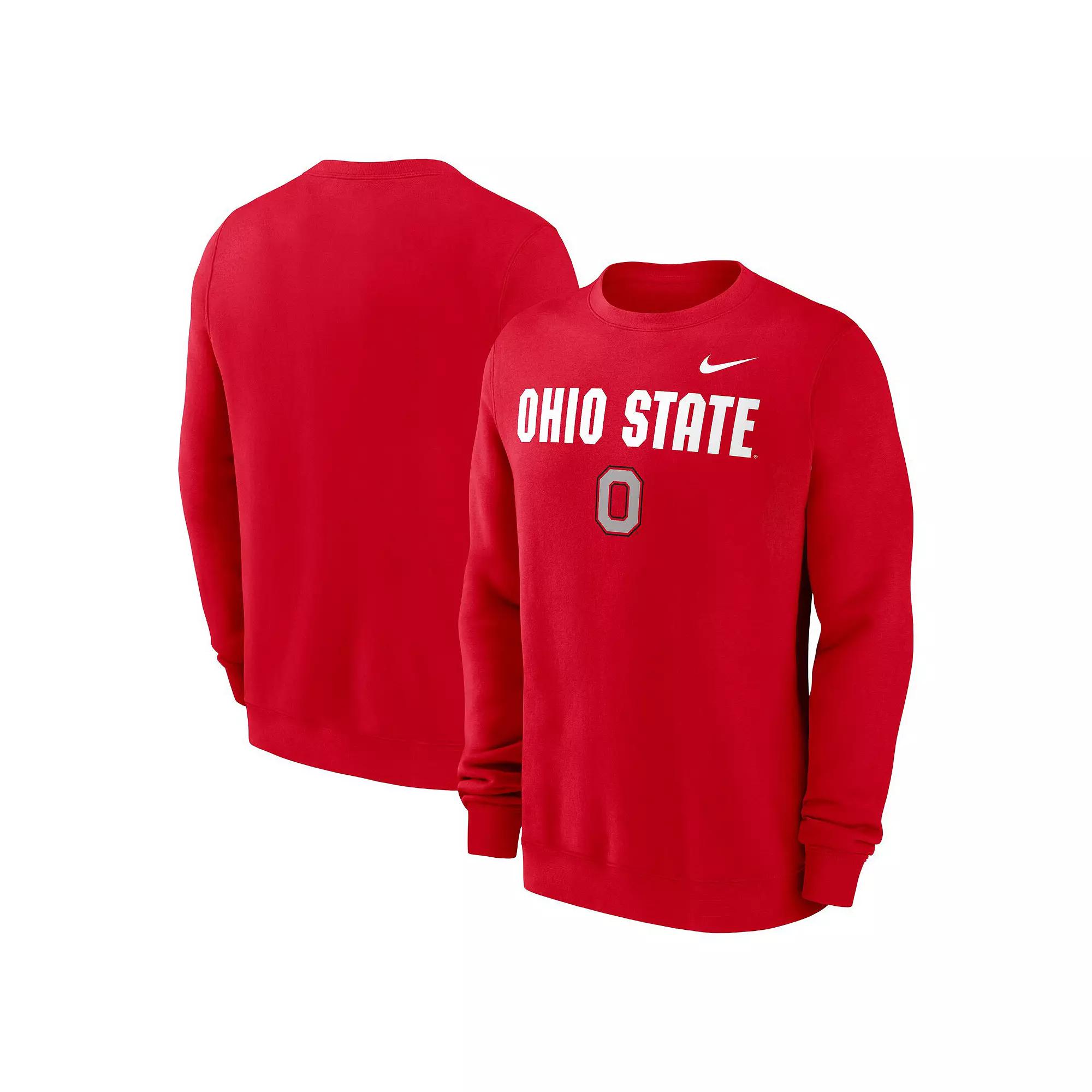 Men's Nike Scarlet Ohio State Buckeyes Primetime Primary Stack Pullover Sweatshirt,  Product Image