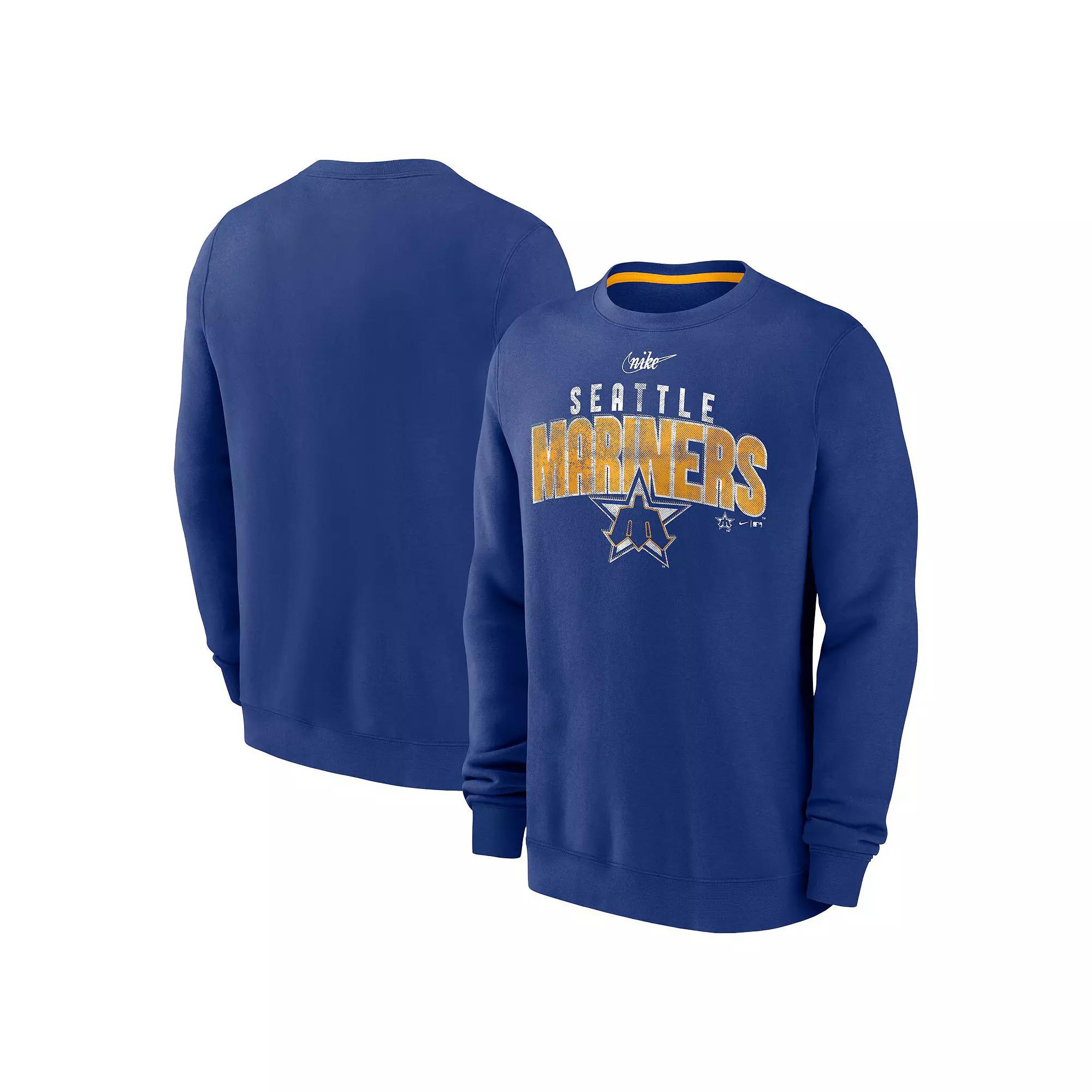 Men's Nike  Royal Seattle Mariners Cooperstown Collection Team Shout Out Pullover Sweatshirt, Size: 3XL, Blue Product Image