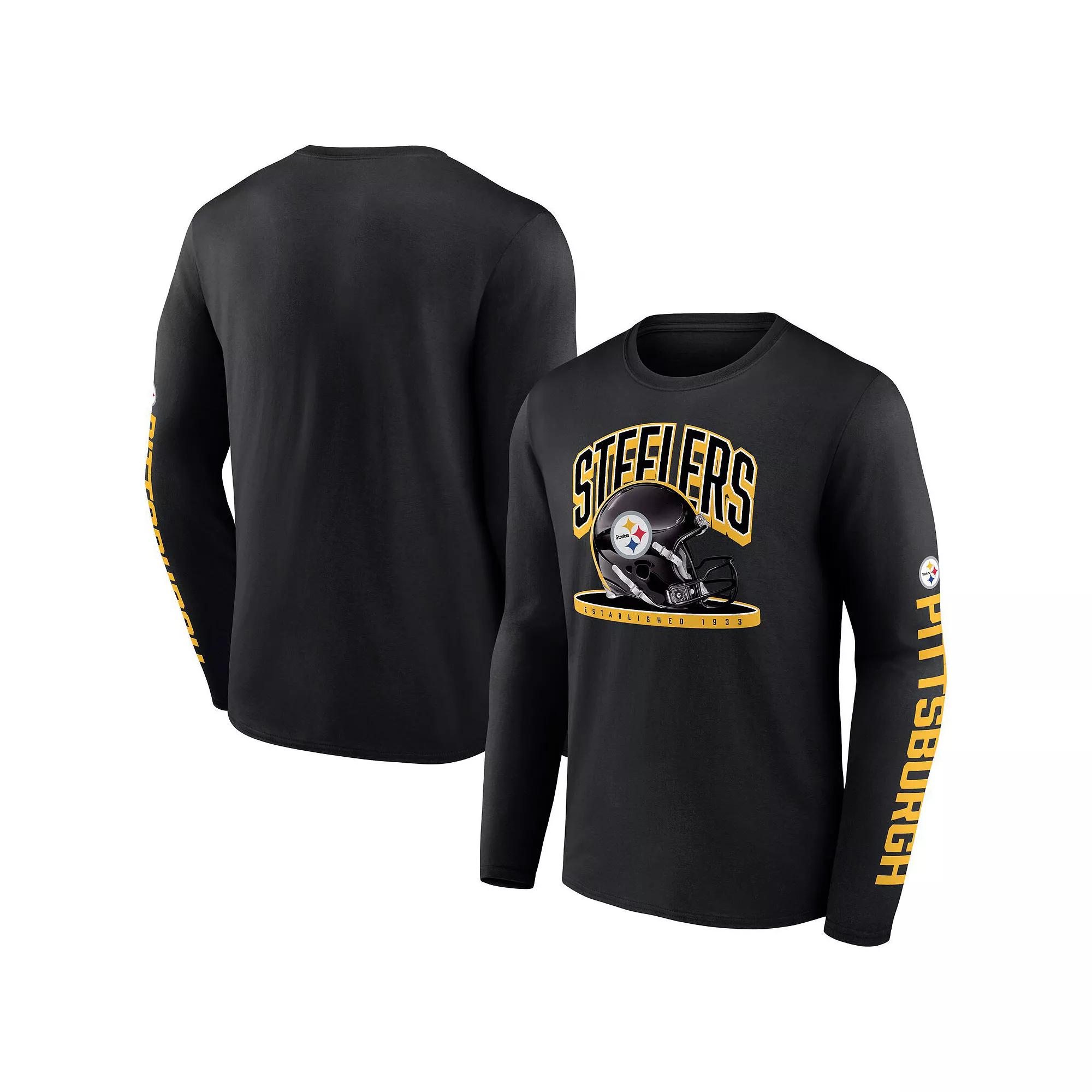 Mens Fanatics Pittsburgh Steelers Helmet Platform Long Sleeve T-Shirt Product Image
