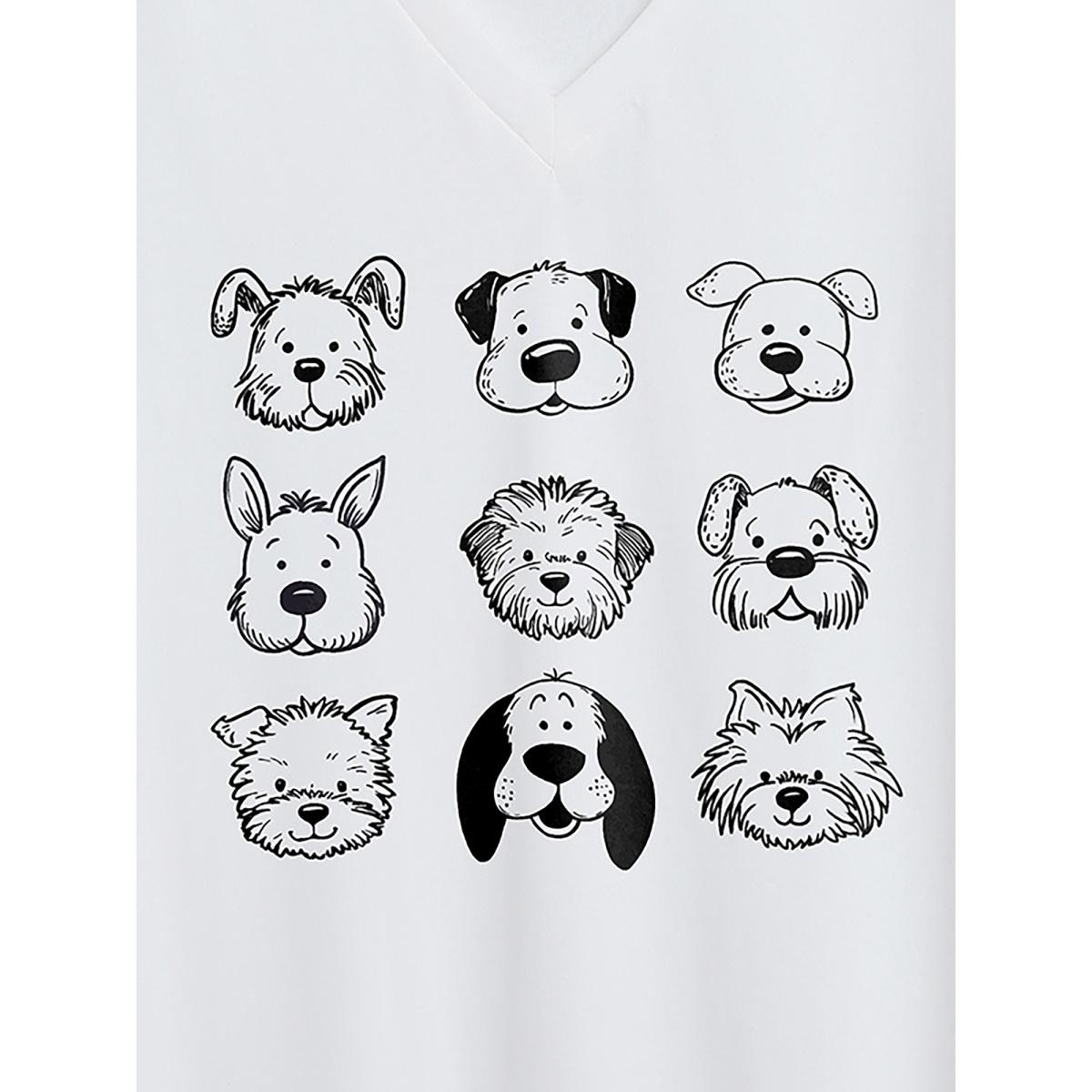 Plus Size Hello Puppies V-Neck T-Shirt Originalwhite Women Non Animals V-neck Everyday-Casual T-shirts BloomChic 12/L Product Image