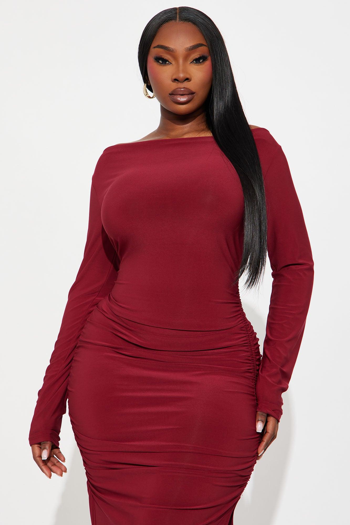 Carla Long Sleeve Midi Dress - Wine Female Product Image