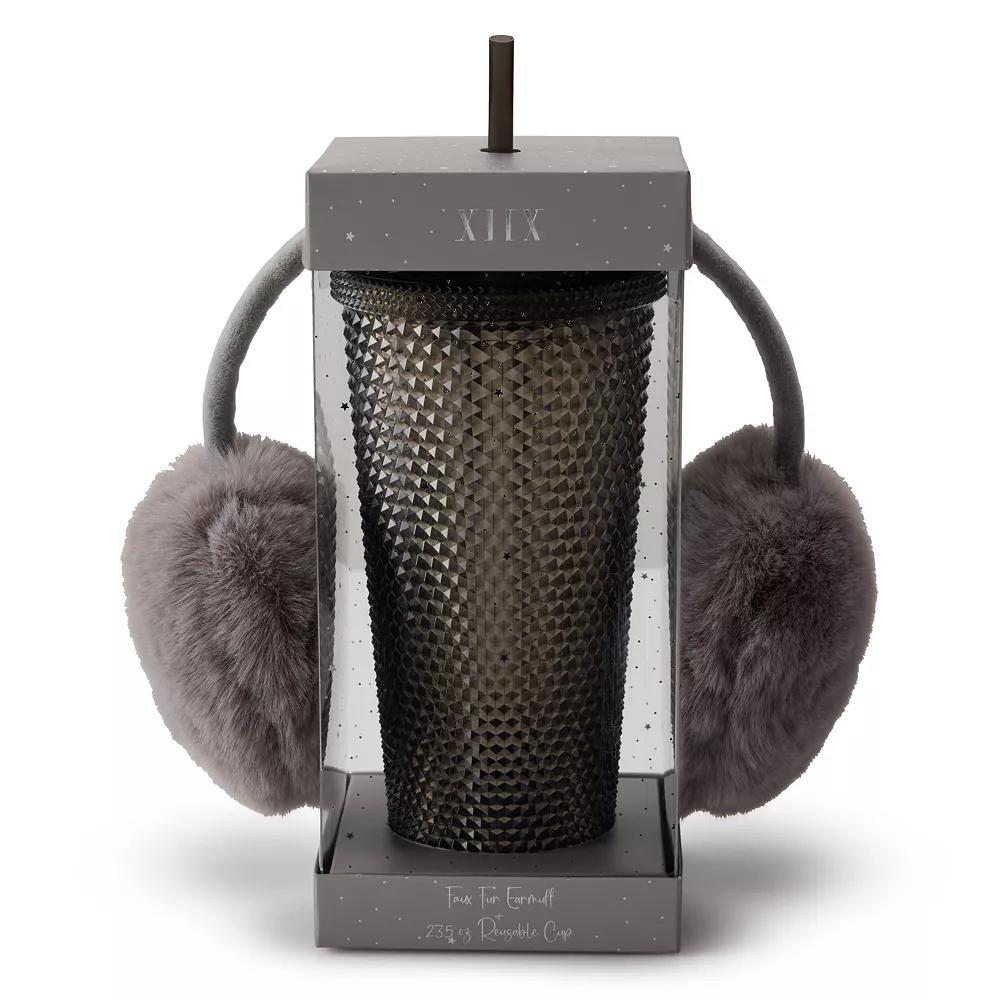Women's Collection XIIX Textured Tumbler & Earmuff Set, Grey Product Image
