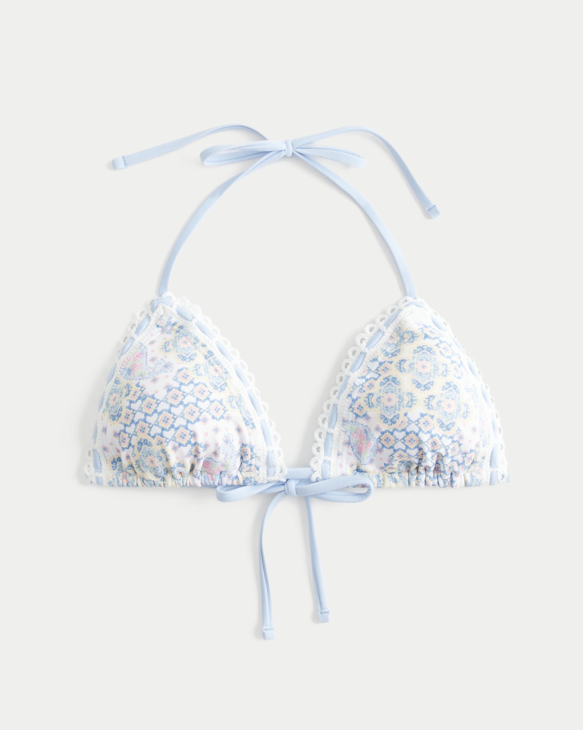 Stitched Trim Halter Triangle Bikini Top Product Image