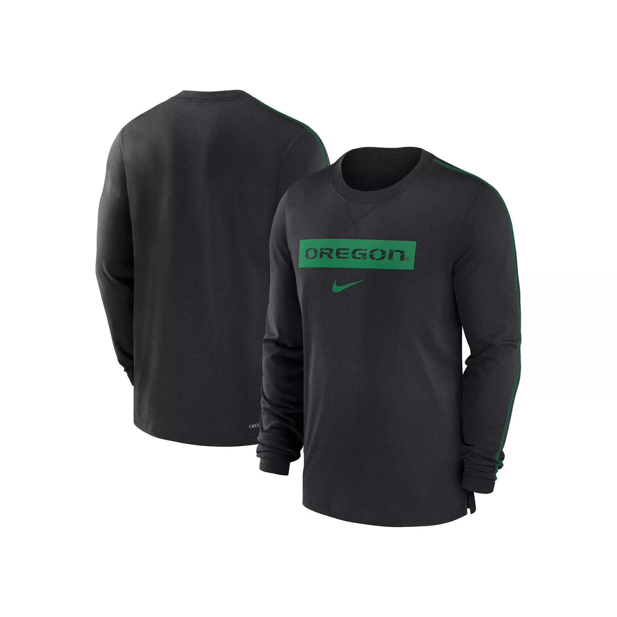 Men's Nike Black Oregon Ducks 2024 Sideline Player Tri-Blend Performance Long Sleeve T-Shirt, Size: 2XL Product Image