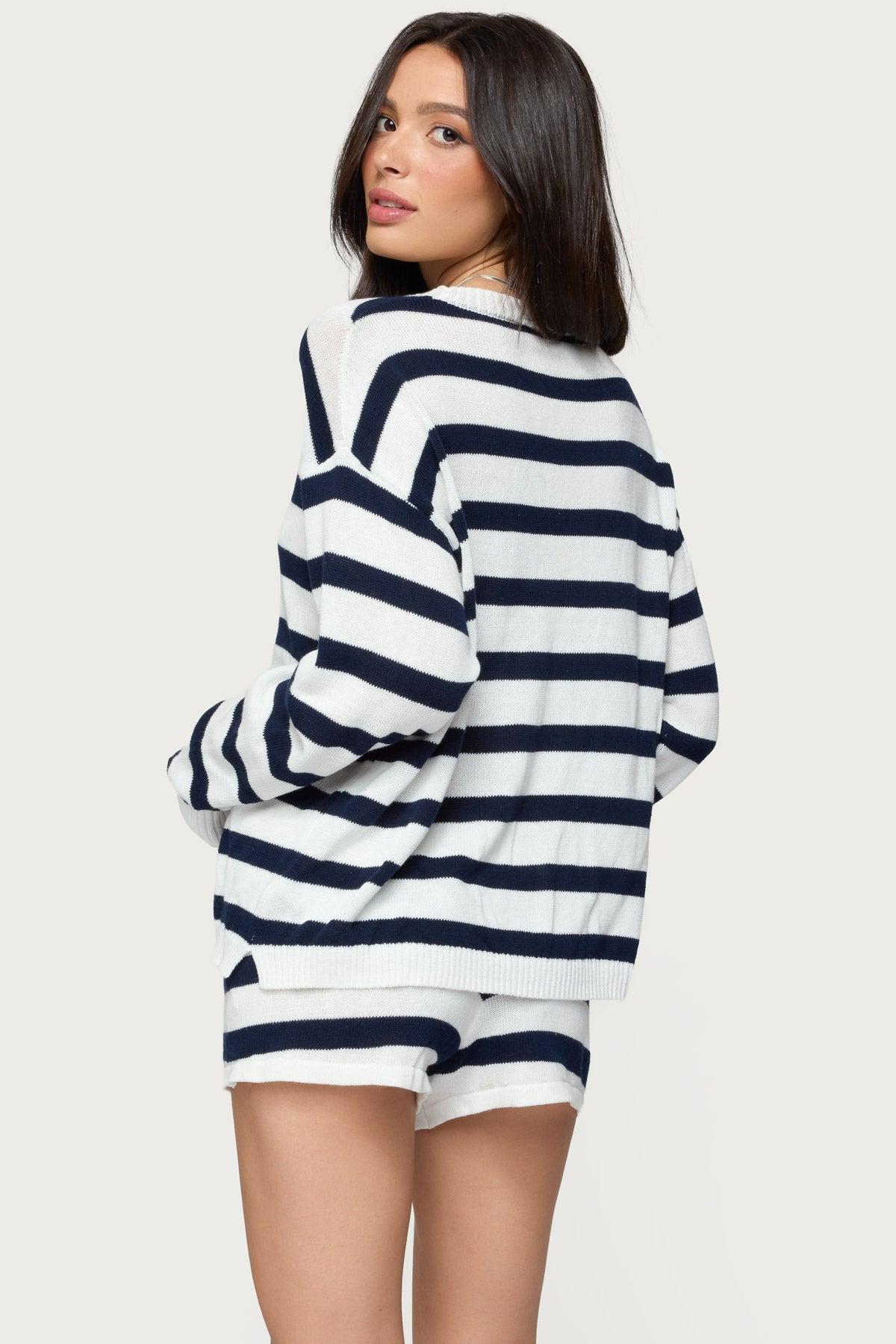 Amaris Oversized Striped Knit Sweater Product Image