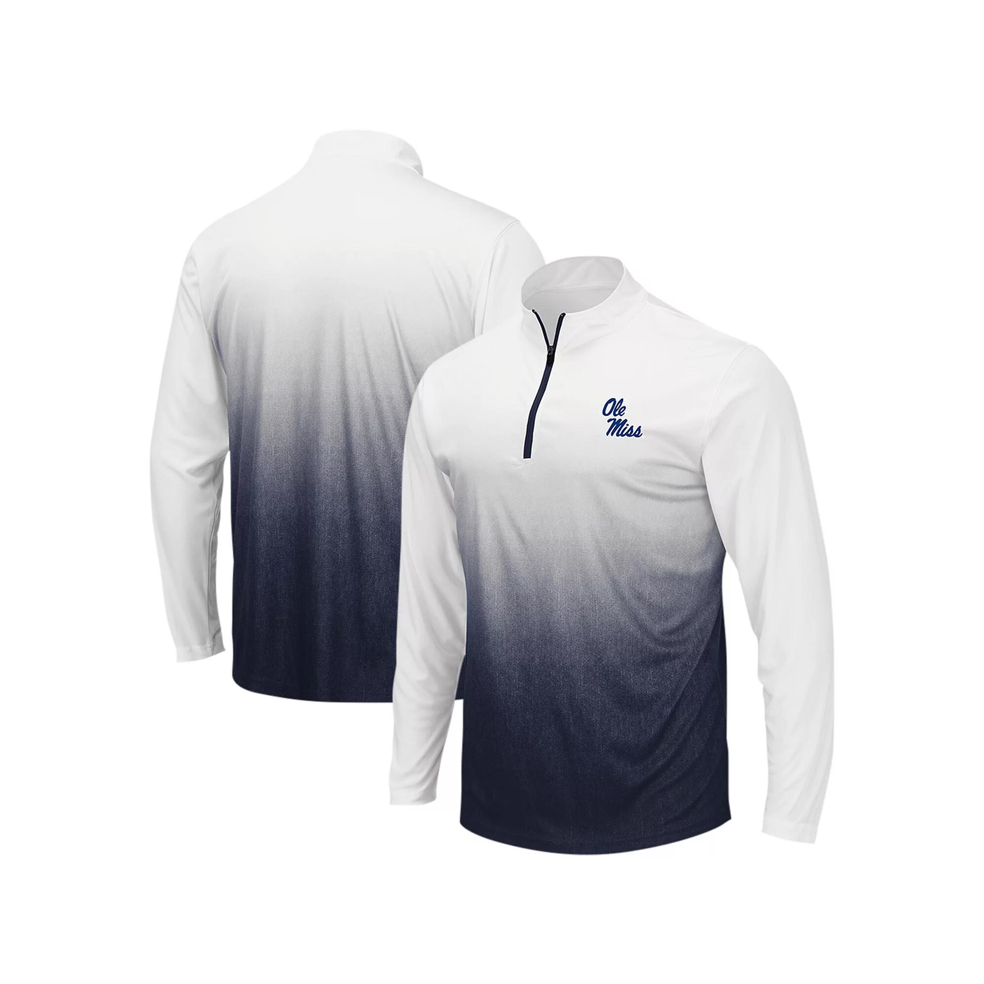 Men's Colosseum White/Black Ole Miss Rebels Magic Ombre Long Sleeve Quarter-Zip Top,  Product Image