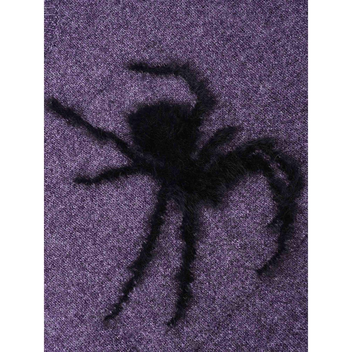 Plus Size Silly Spider Mink Touch Crew Neck Pullover Deeppurple Women Casual Loose Long Sleeve Round Neck Everyday Pullovers BloomChic 18-20/2X Product Image